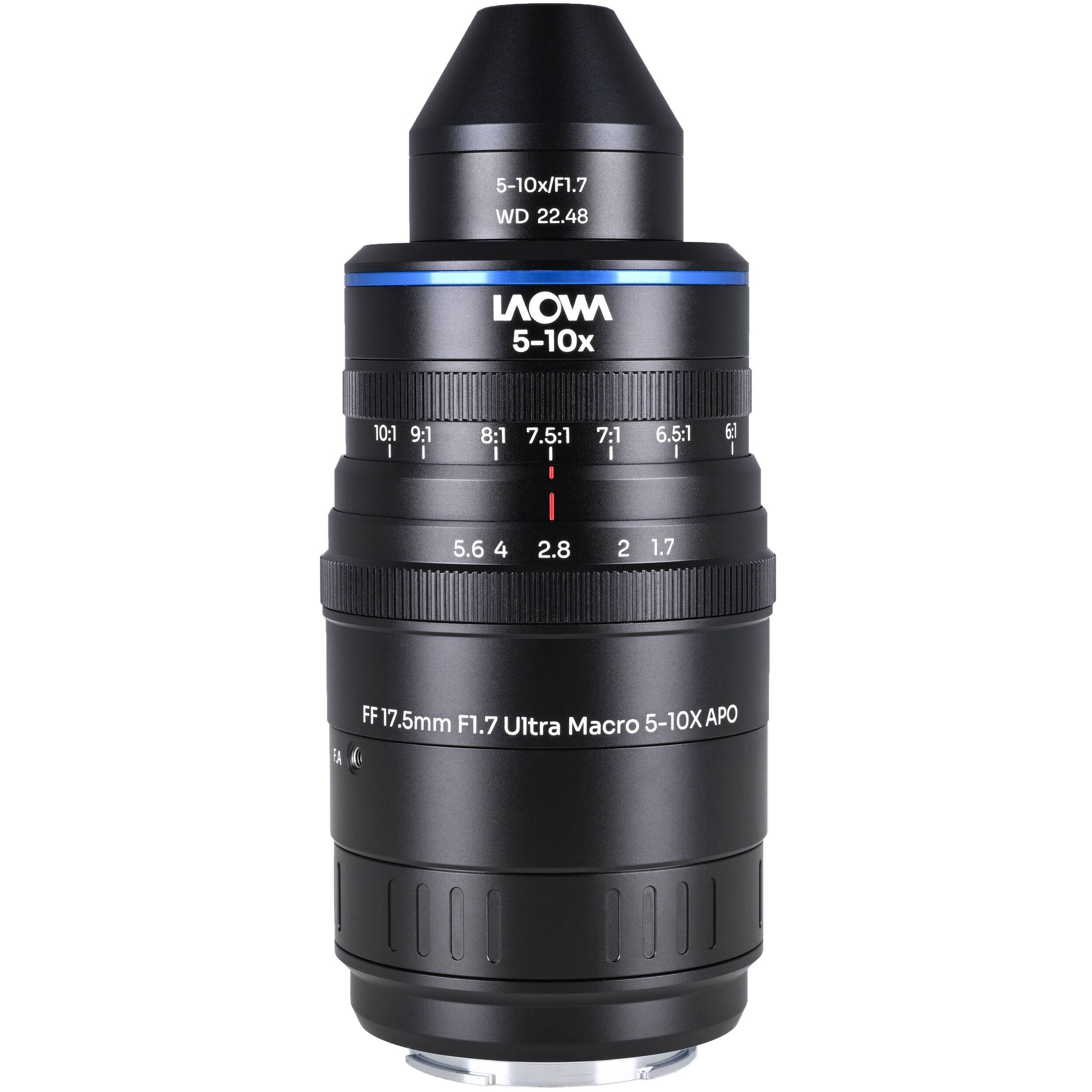 5-10x/F1.7 WD 22.48  
MOVI 5-10x  
10:1 I  
9:1 I  
8:1 7.5:1 I I  
7:1 I  
6.5:1 I  
60 I  
5.6 4  
2.8  
2  
1.7  
FA  
FF 17.5mm F1.7 Ultra Macro 5-10X APO