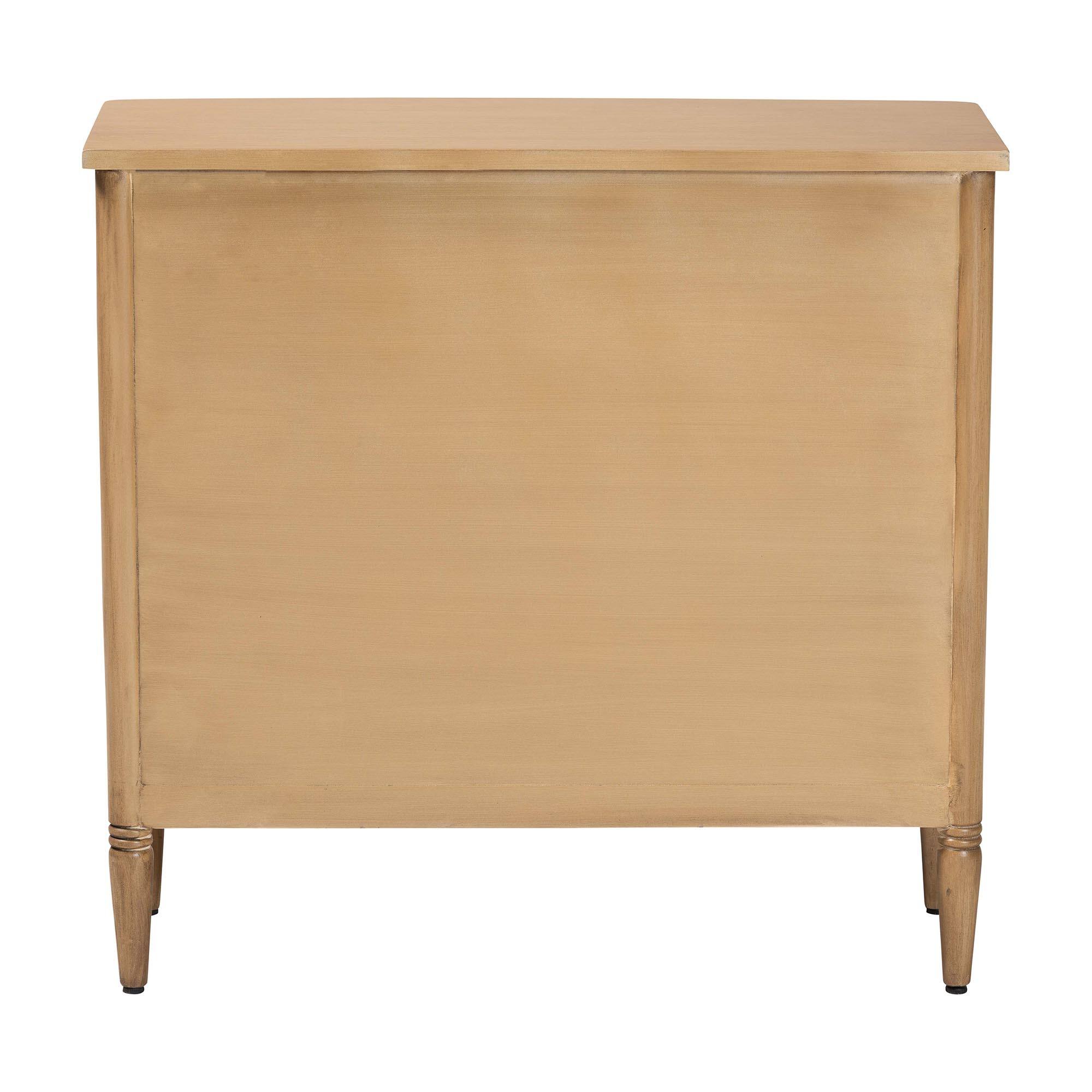 Alt View 1. bali & pari - Karmel Chest - 3-Drawer Storage Chest with Curved Front and Tapered Legs for Bedroom - Light Oak Brown.