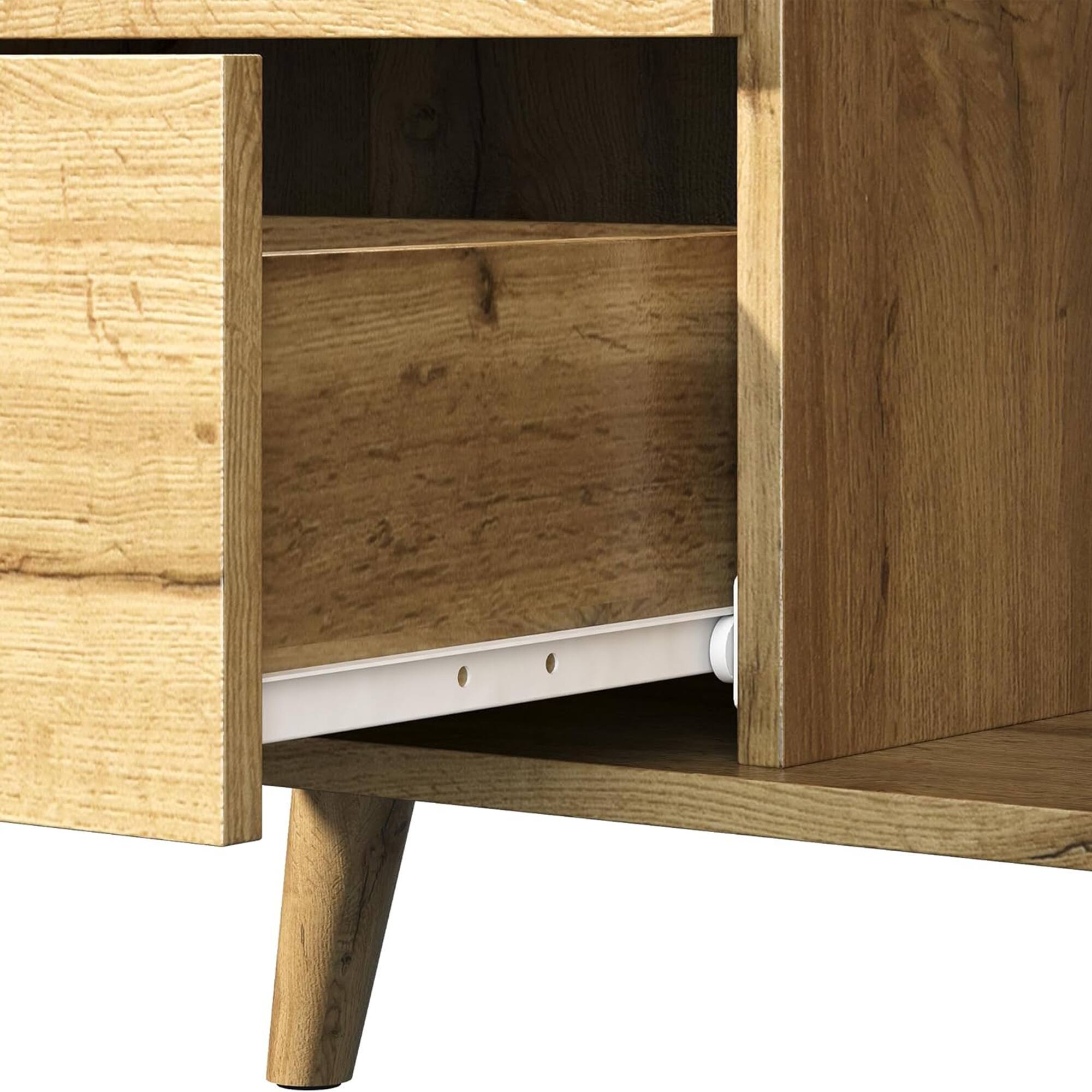 Alt View 7. RoyalCraft - RoyalCraft Accent Storage Cabinet Sideboard Drawers Adjustable Shelves Natural - Brown.