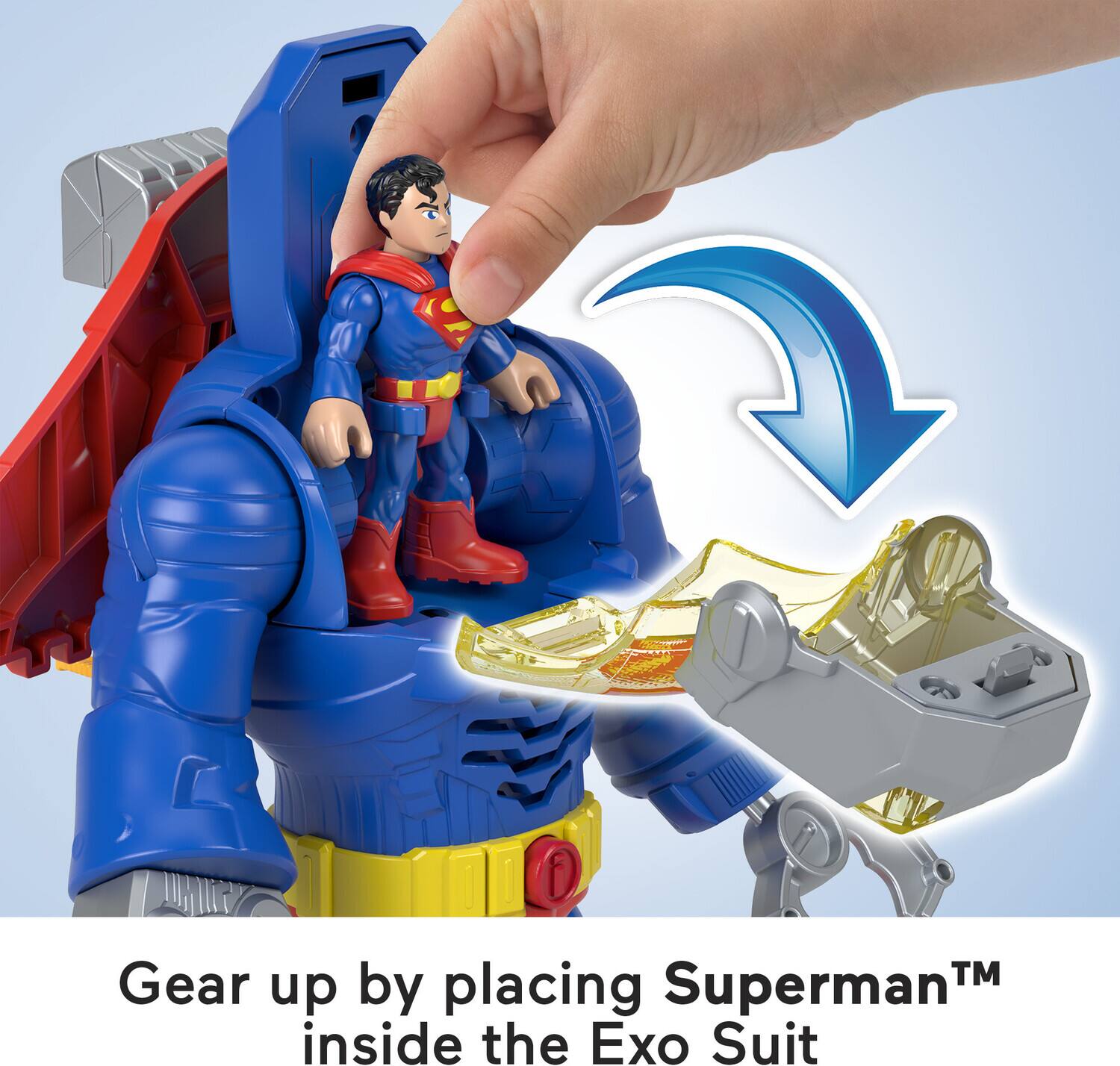 Gear up by placing Superman™ inside the Exo Suit