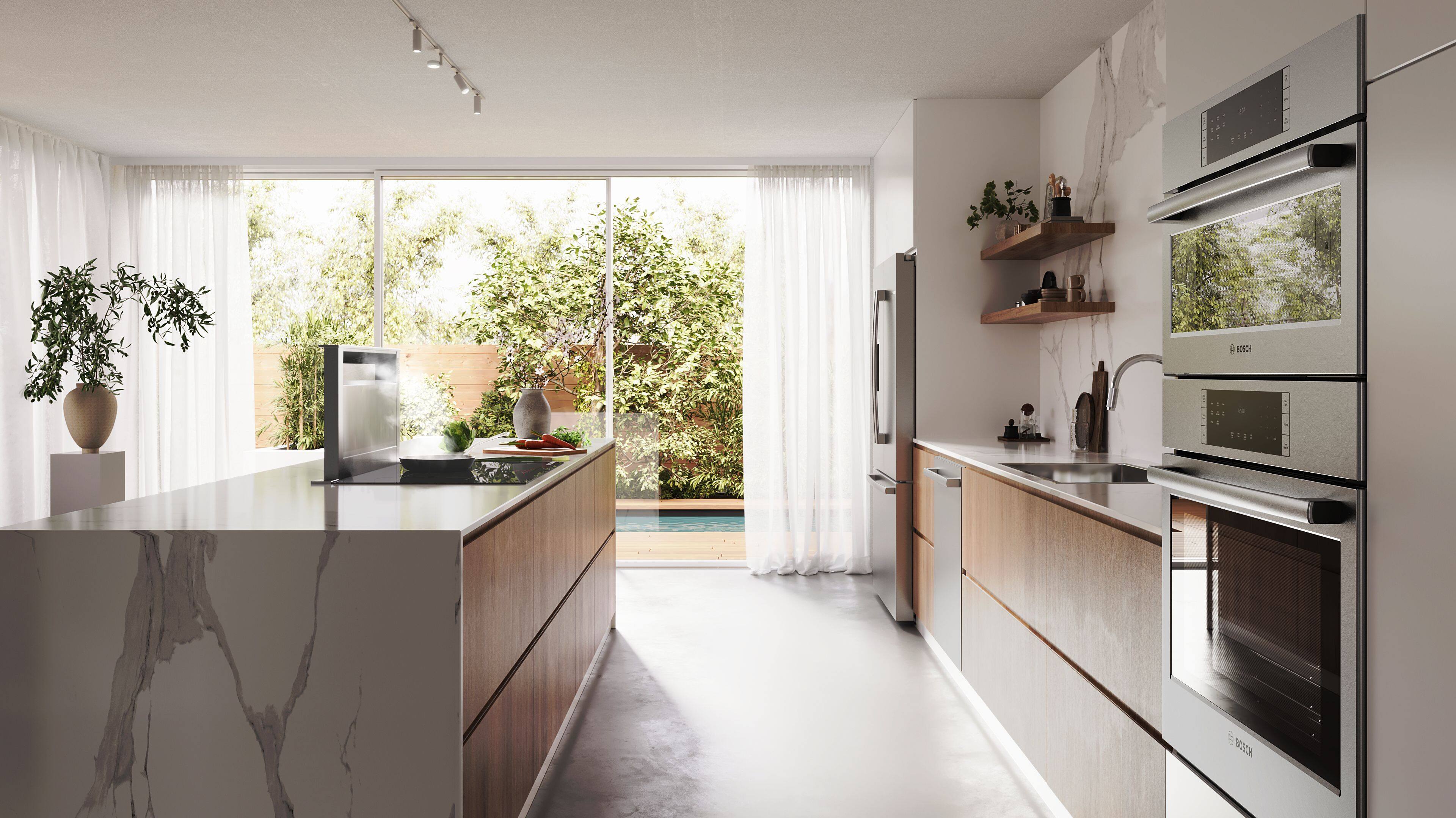 Alt View 3. Bosch - 800 Series 30" Convertible Telescopic Downdraft System - Stainless Steel.