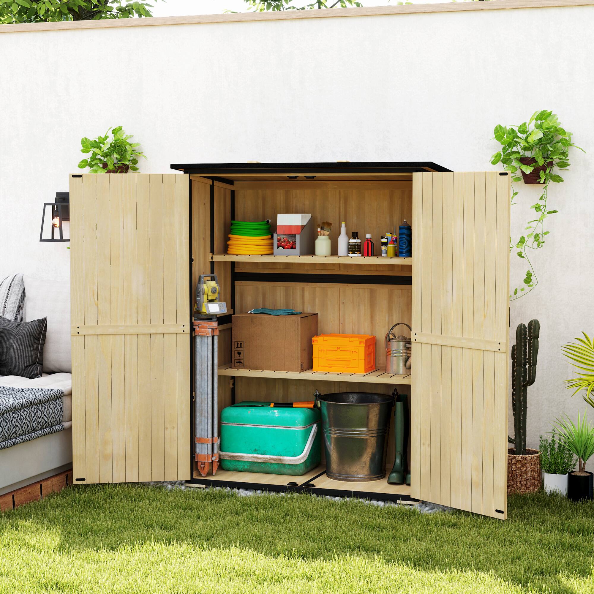 Alt View 1. Outsunny - Storage Shed, Outdoor Garden Shed with Asphalt Roof, 2 Shelves.