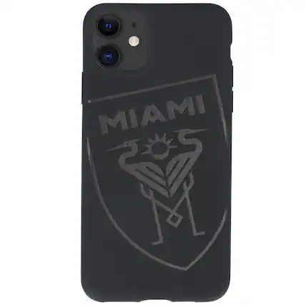 Front. Kas Brand - Black Inter Miami CF iPhone Tilted Shield Soft Matte Case - 11 Pro Max - Black.