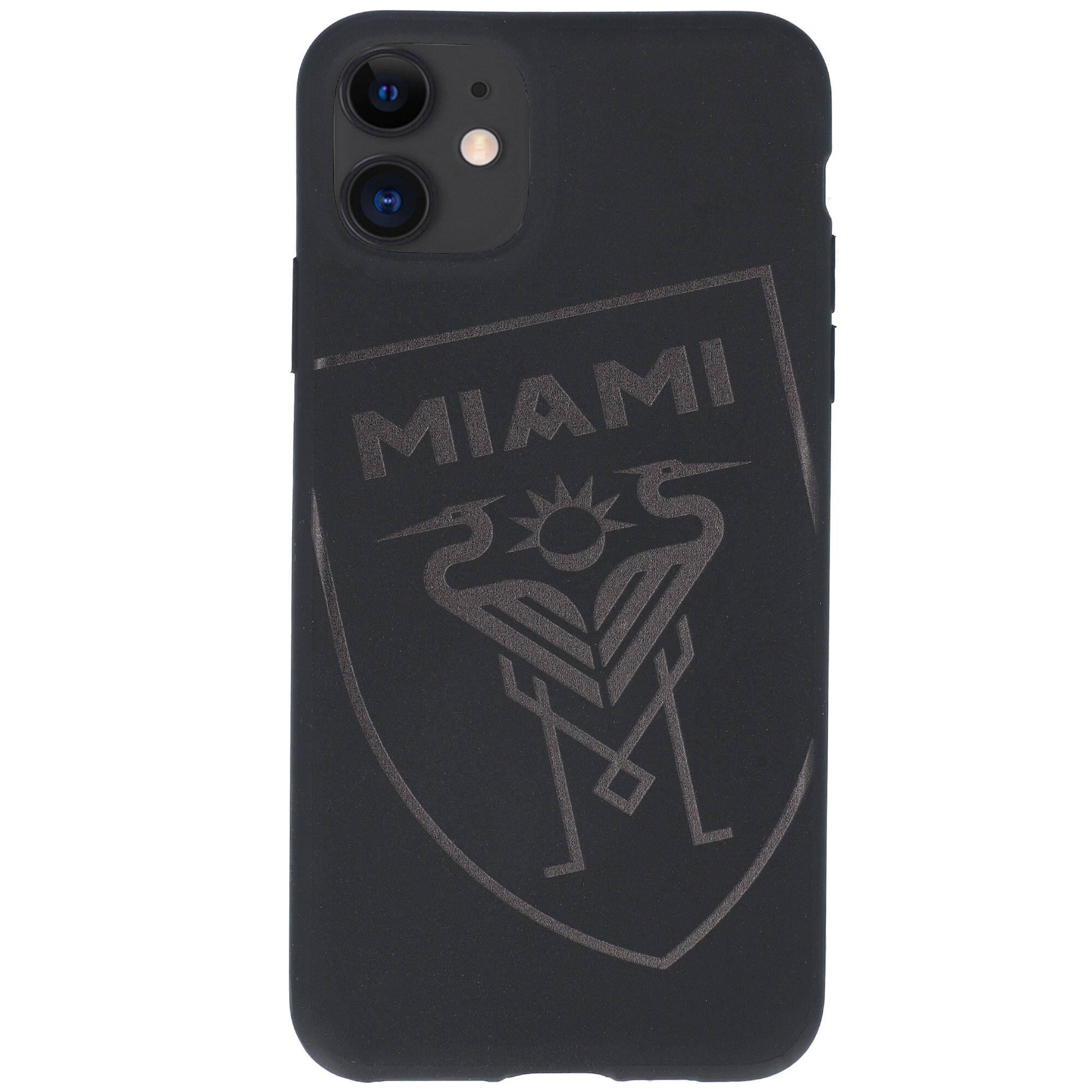 Front. Kas Brand - Black Inter Miami CF iPhone Tilted Shield Soft Matte Case - 11 Pro Max - Black.