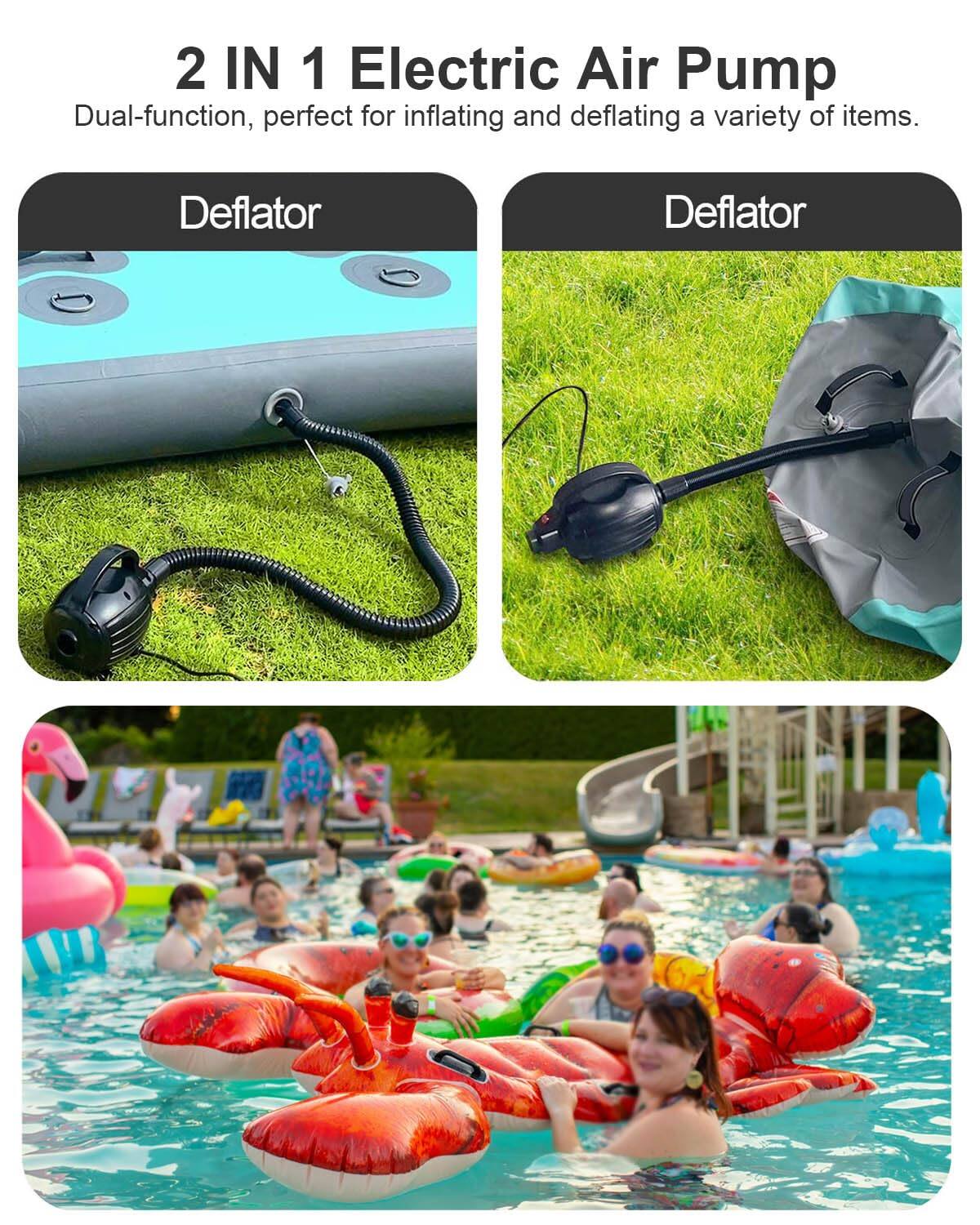 2 IN 1 Electric Air Pump  
Dual-function, perfect for inflating and deflating a variety of items.  

Deflator  
Deflator