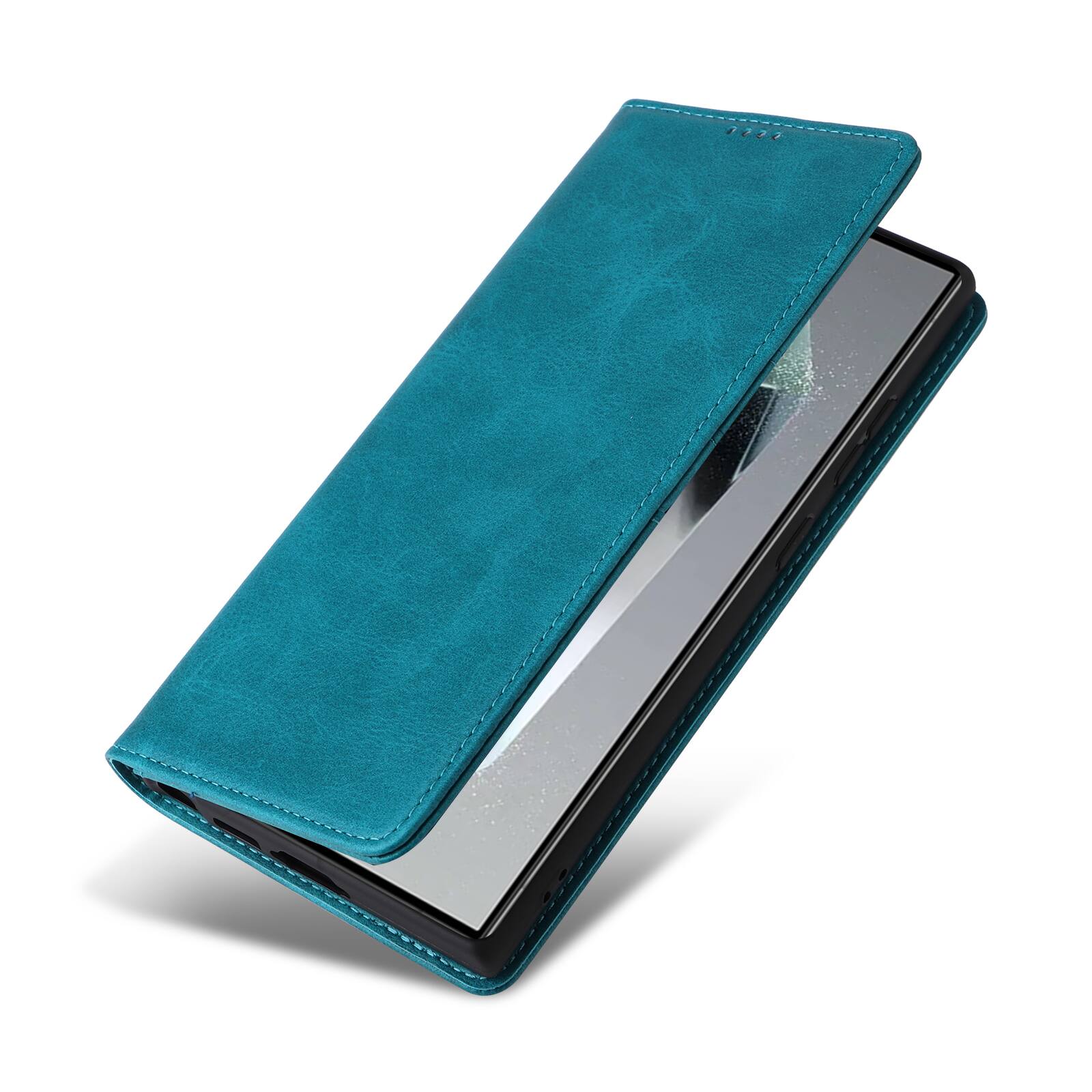 Left. Dteck - Case for Samsung Galaxy S25 Ultra,Wallet Case with Card Holder for Women Men,Shockproof PU Leather Flip Kickstand Cover - Bluegreen.