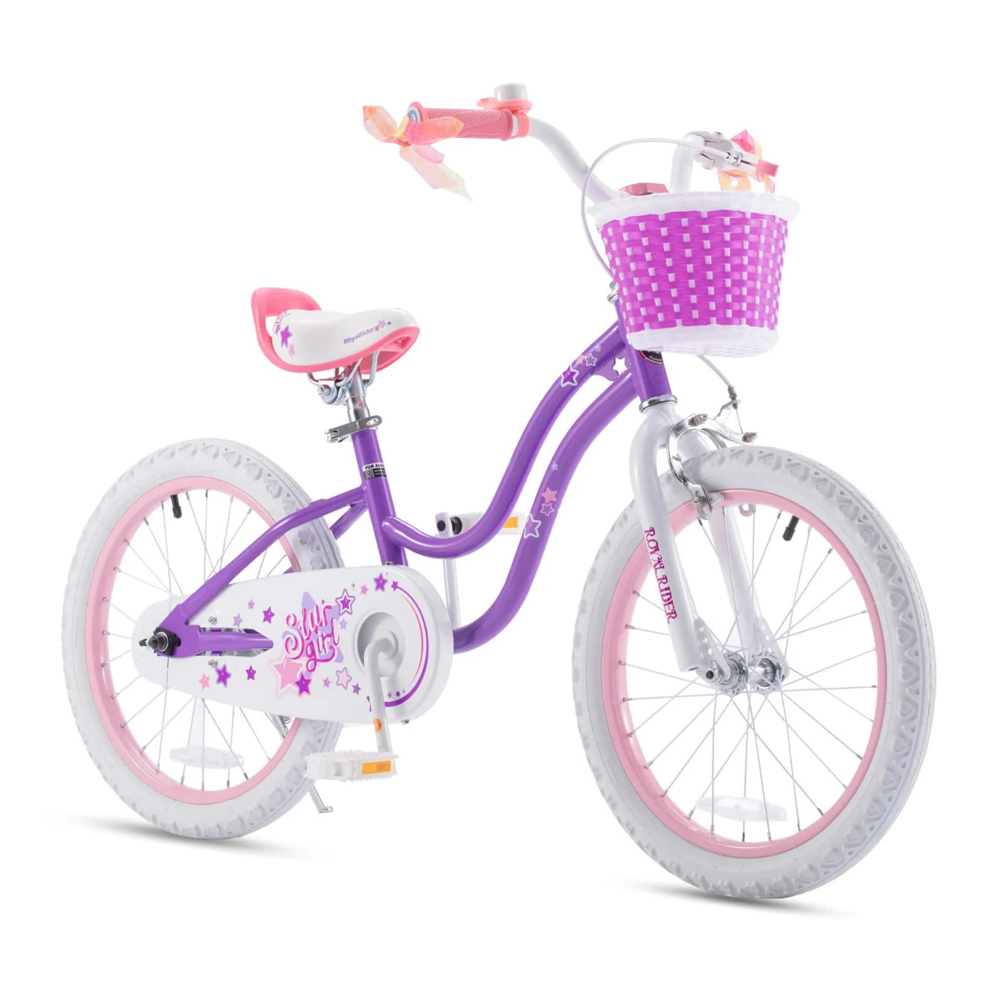 RoyalBaby - Stargirl Children's Outdoor Bicycle, 18 Inch with Kickstand - Purple