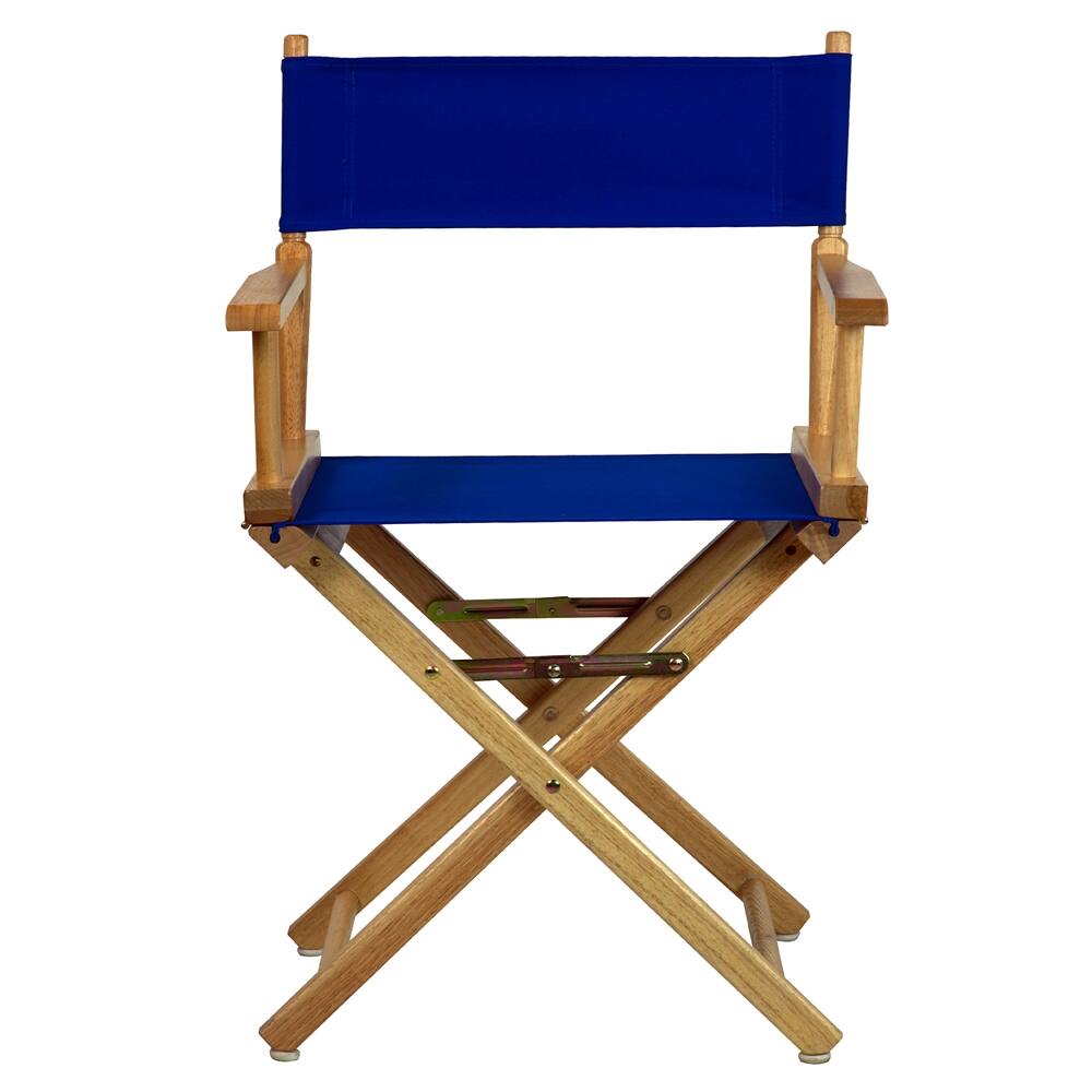 Alt View 1. FurniFact - Royal Blue Canvas Director Chair with Foldable Solid Wood Frame - Natural Frame/Royal Blue Canvas.