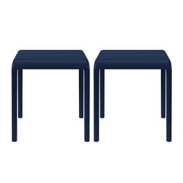 WestinTrends - Playa Plastic Modern Outdoor Patio Accent Side Tables (Set of 2) - Navy Blue