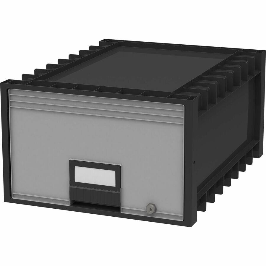 Angle. Storex - Storex Storage Case Legal Heavy Duty Stackable Black Gray Recycled 1 Each.
