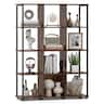 Costway - 12-Cube Bookcase 57" Tall Freestanding Bookshelf Industrial Shelf Display Rack - Brown