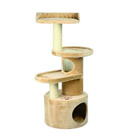 TRIXIE - Oviedo Plush 3-Level Cat Tree with Sisal Scratching Posts, Condo & Tunnel - Beige