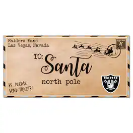 Fan Creations - Las Vegas Raiders 6'' x 12'' Letter to Santa Sign - Multicolor