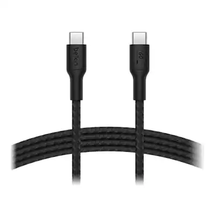 Front. Belkin - Belkin 9.9FT 60W (CAB016) Braided Cable (C-C) Black - Black.