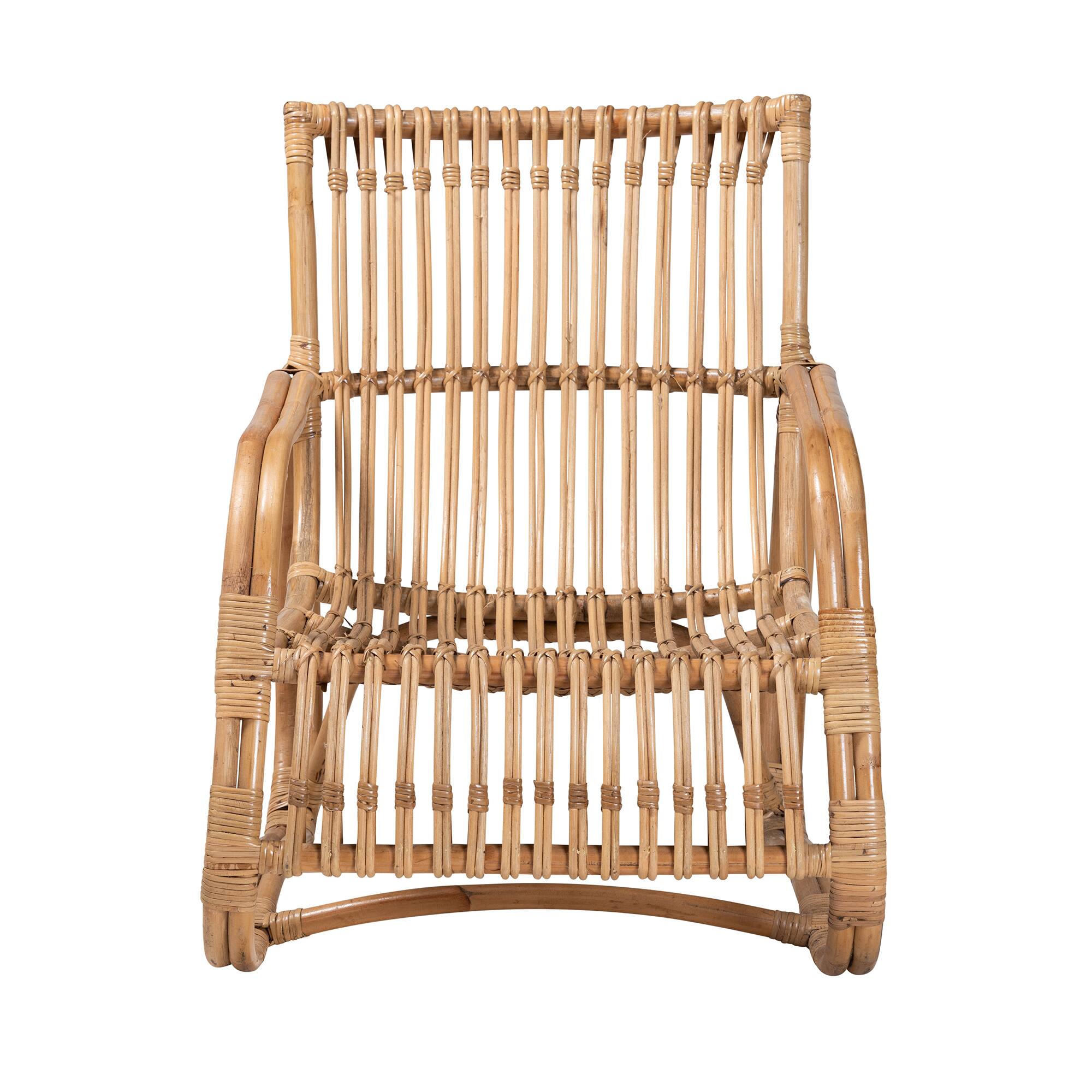 Angle. bali & pari - Blanca Modern Bohemian Natural Rattan Accent Chair - Natural Brown.