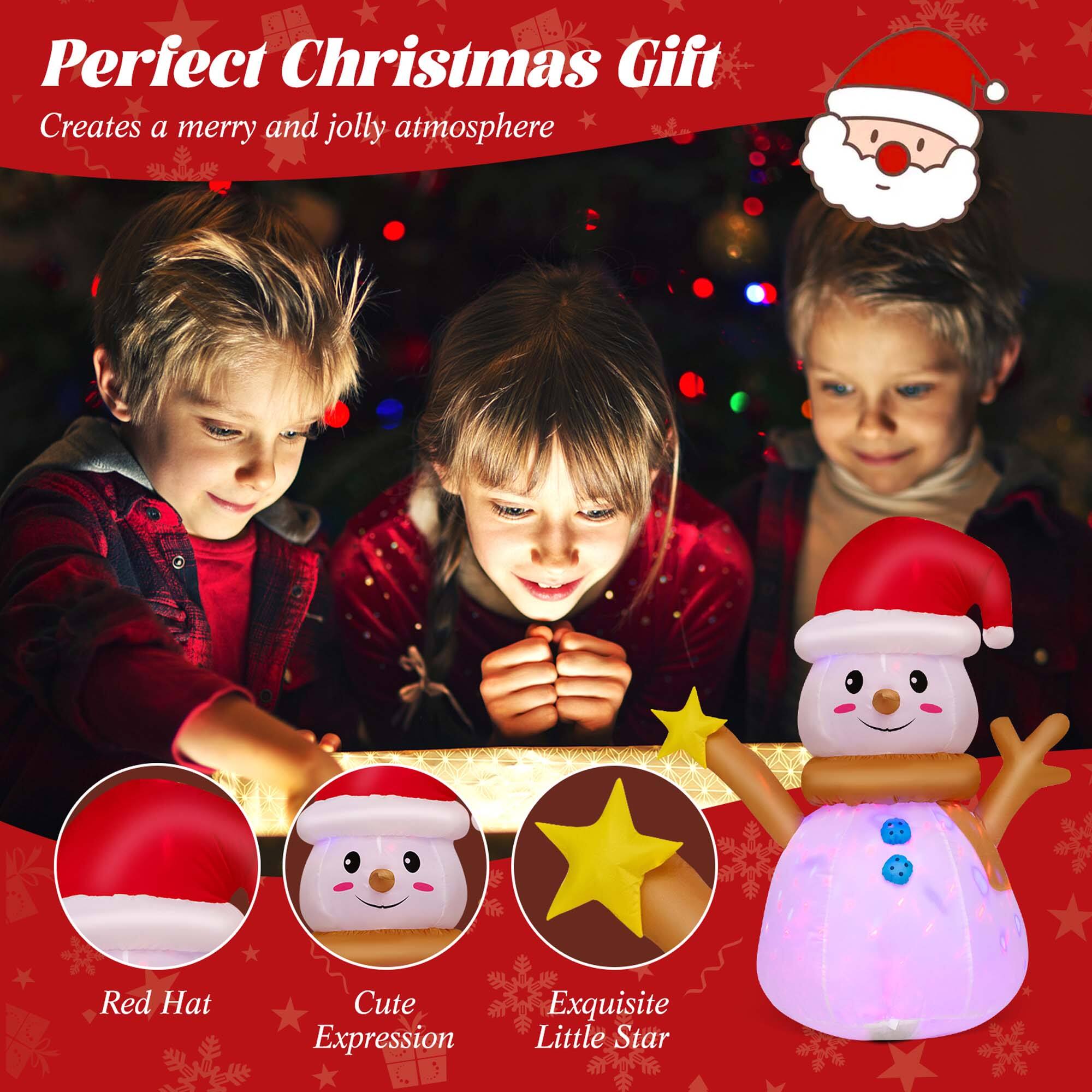 The text on the image is grouped as follows:

1. Perfect Christmas Gift: Creates a merry and jolly atmosphere.
2. Red Hat: Cute Expression.
3. Exquisite Little Star.