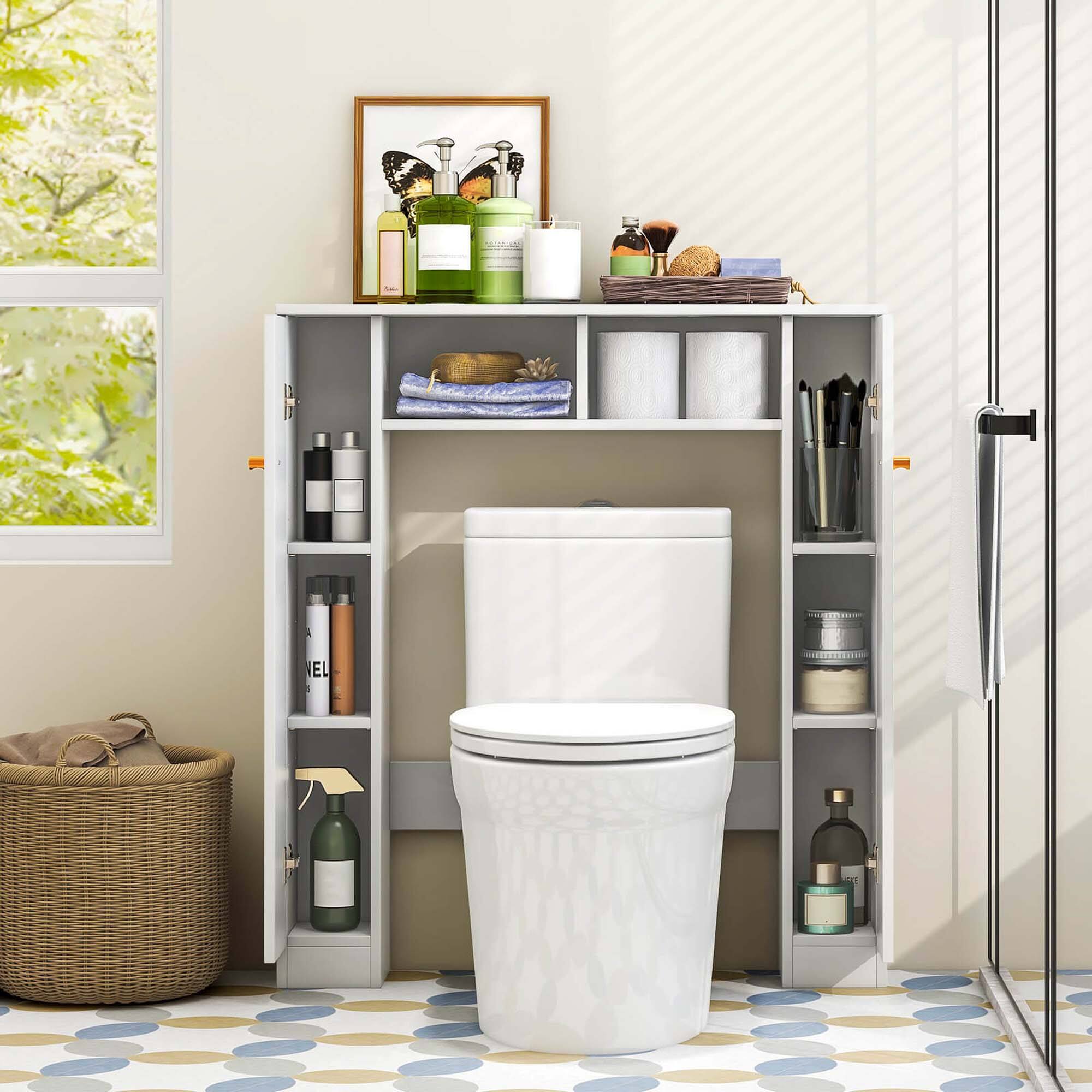 Alt View 3. Costway - Costway Over The Toilet Storage Cabinet Double Door Bathroom Toilet Storage Organizer White - White.