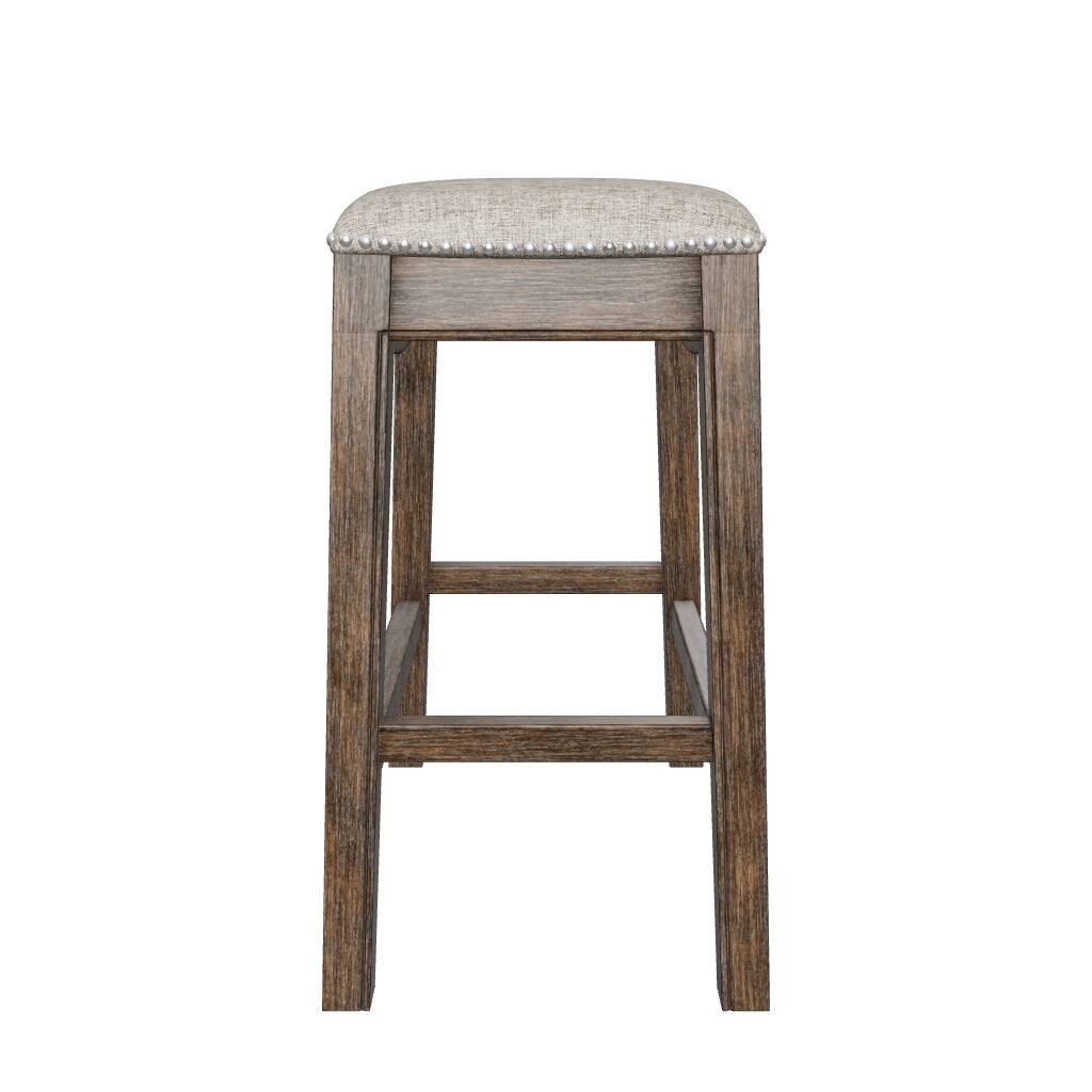 Alt View 9. Maven Lane - 26" Adrien Backless Saddle Counter Stool in Walnut Finish with Fabric Upholstery - Walnut.