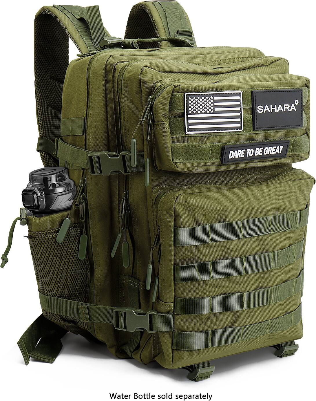 The text on the image reads: "SAHARA DARE TO BE GREAT Water Bottle sold separately."