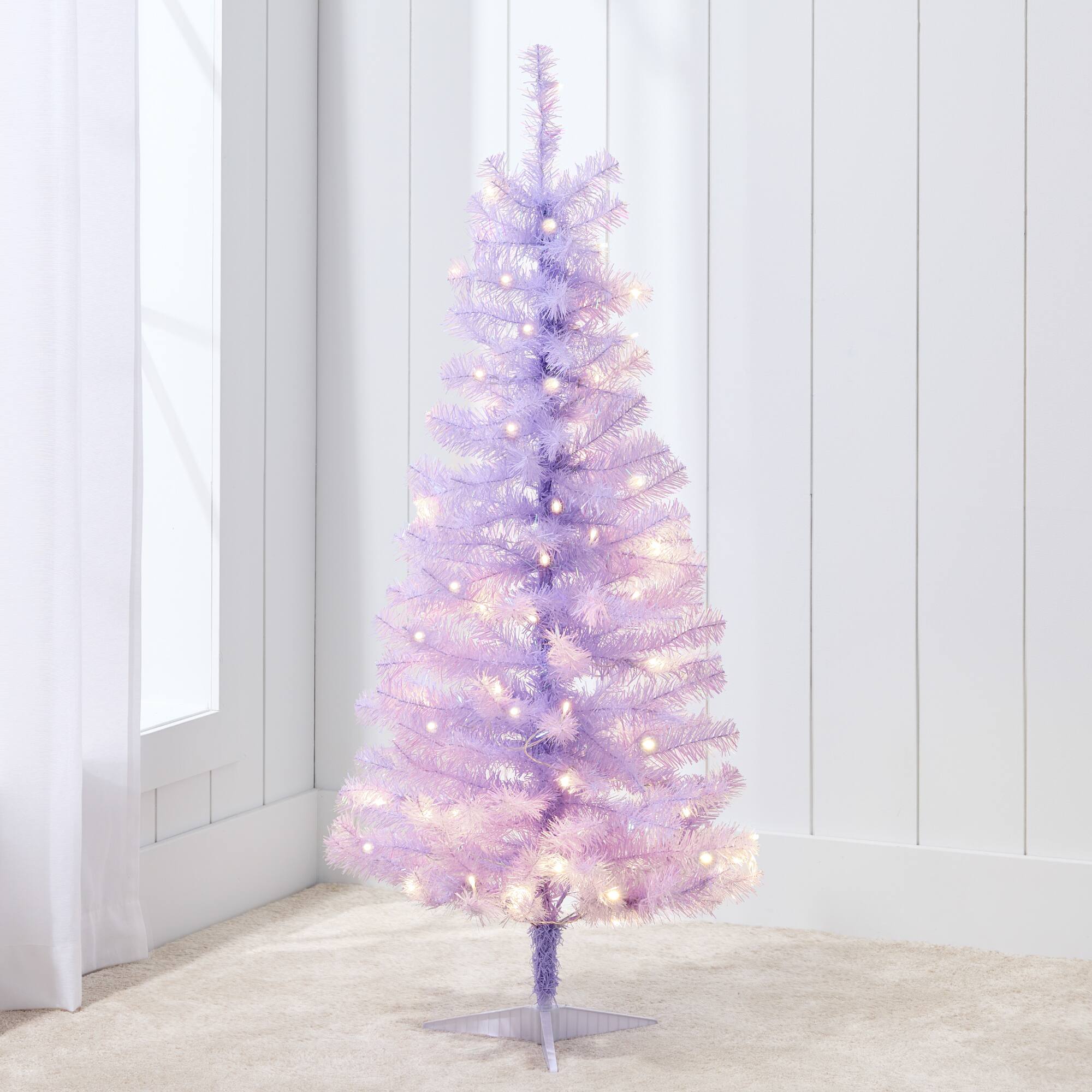 Best Choice Products - 4ft Pre-lit Colored Christmas Tree, Artificial Tree Holiday Decor w/ LED Lights - Lavender