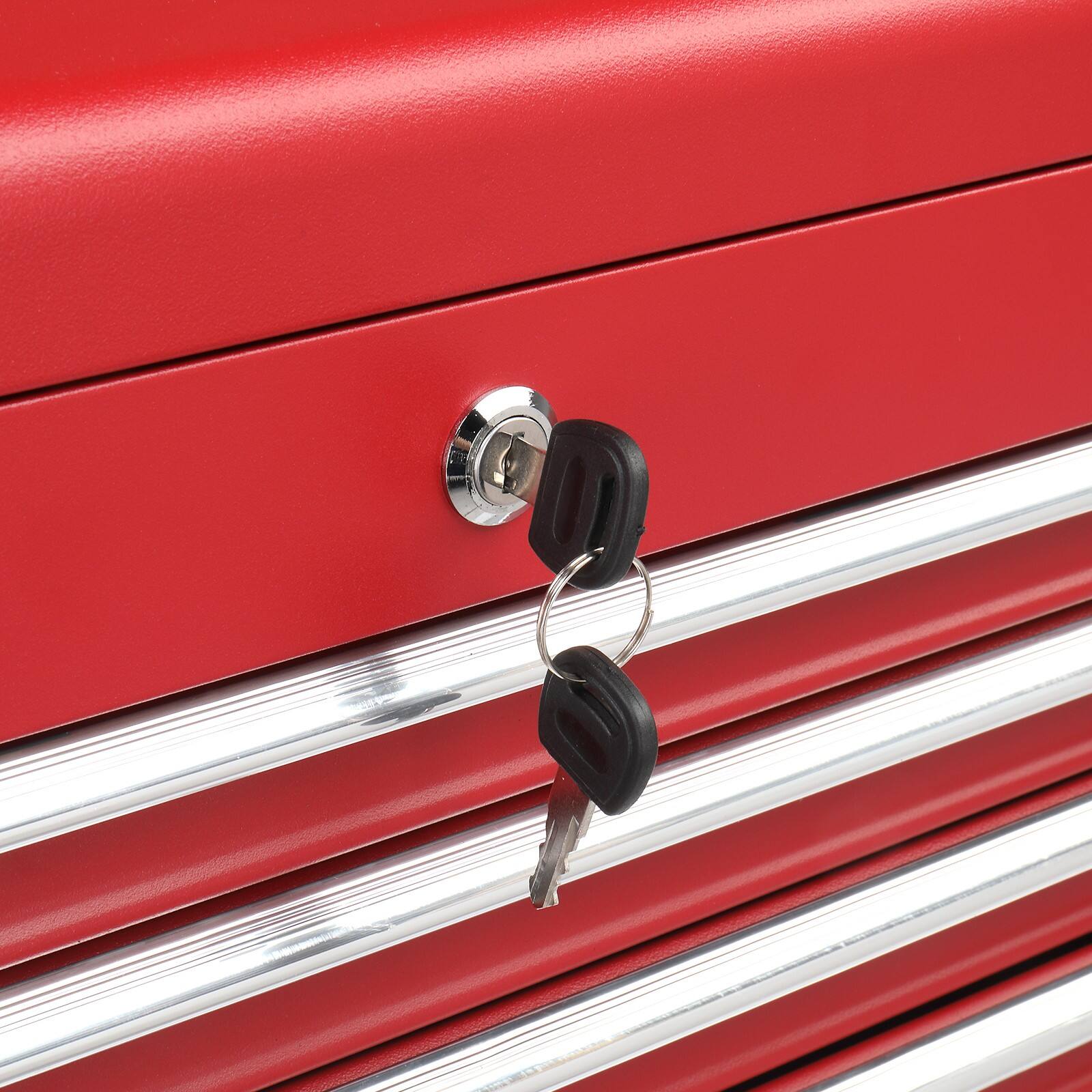 Alt View 5. Winado - 5-Drawer Tool Chest Metal Tool Storage Cabinet Tools Storage Cabinet Organizer with 5 Drawers & Locking System & Keys - Red.