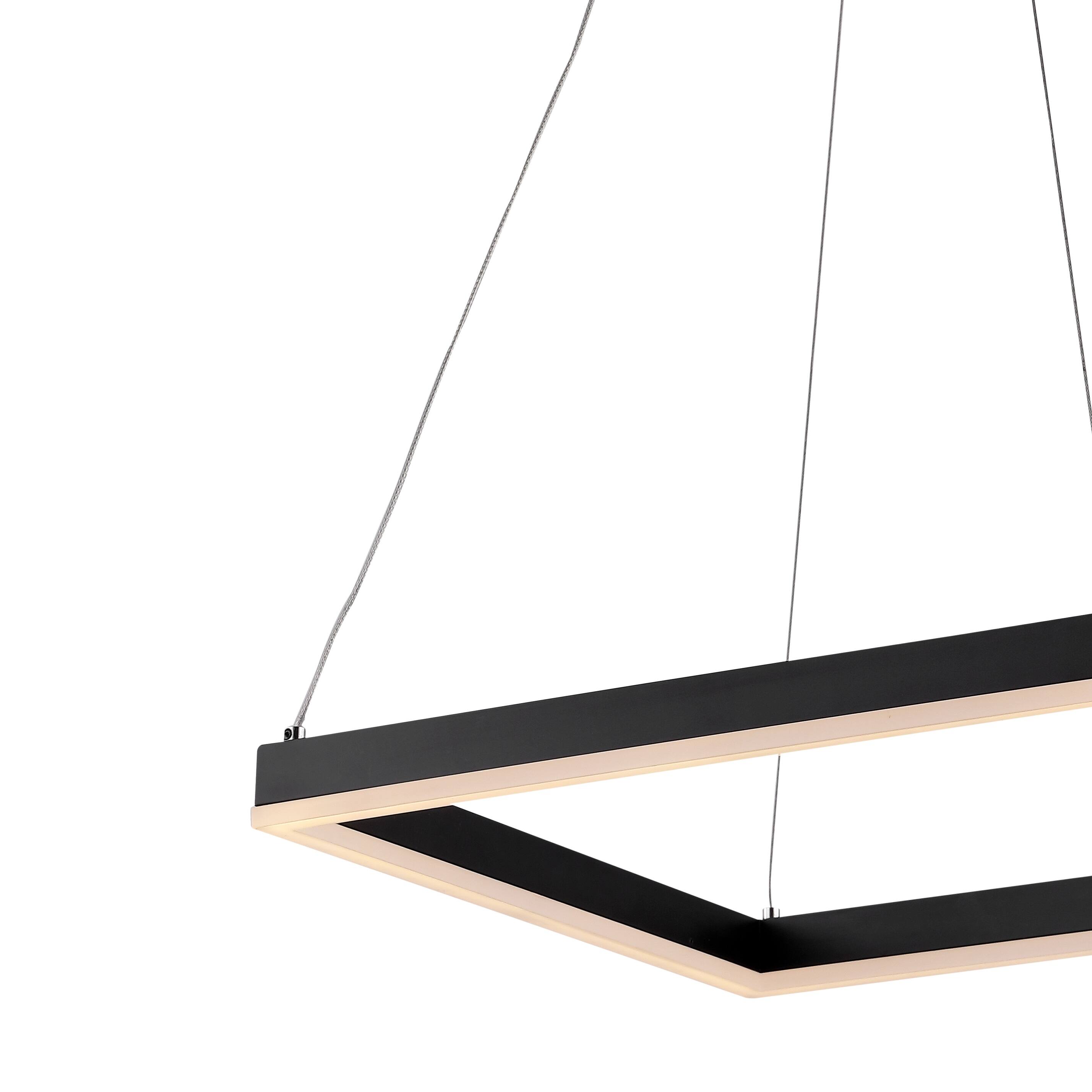 Alt View 4. Jonathan Y - Nero 15.75" Square Contemporary Modern Metal Integrated LED Pendant Light, Black - Black.
