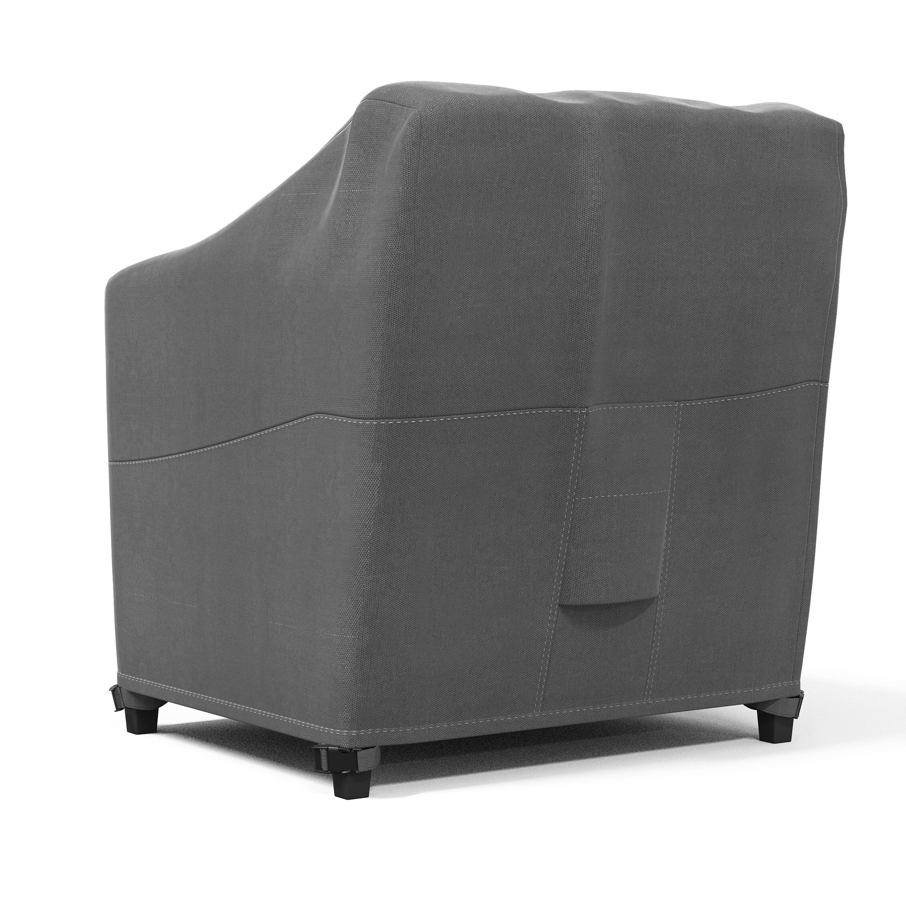 Angle. KHOMO GEAR - Heavy-Duty Patio Chair Cover, Waterproof Outdoor Furniture Protector, Fade & Weather Resistant – Grey (Standard Size) - Grey.