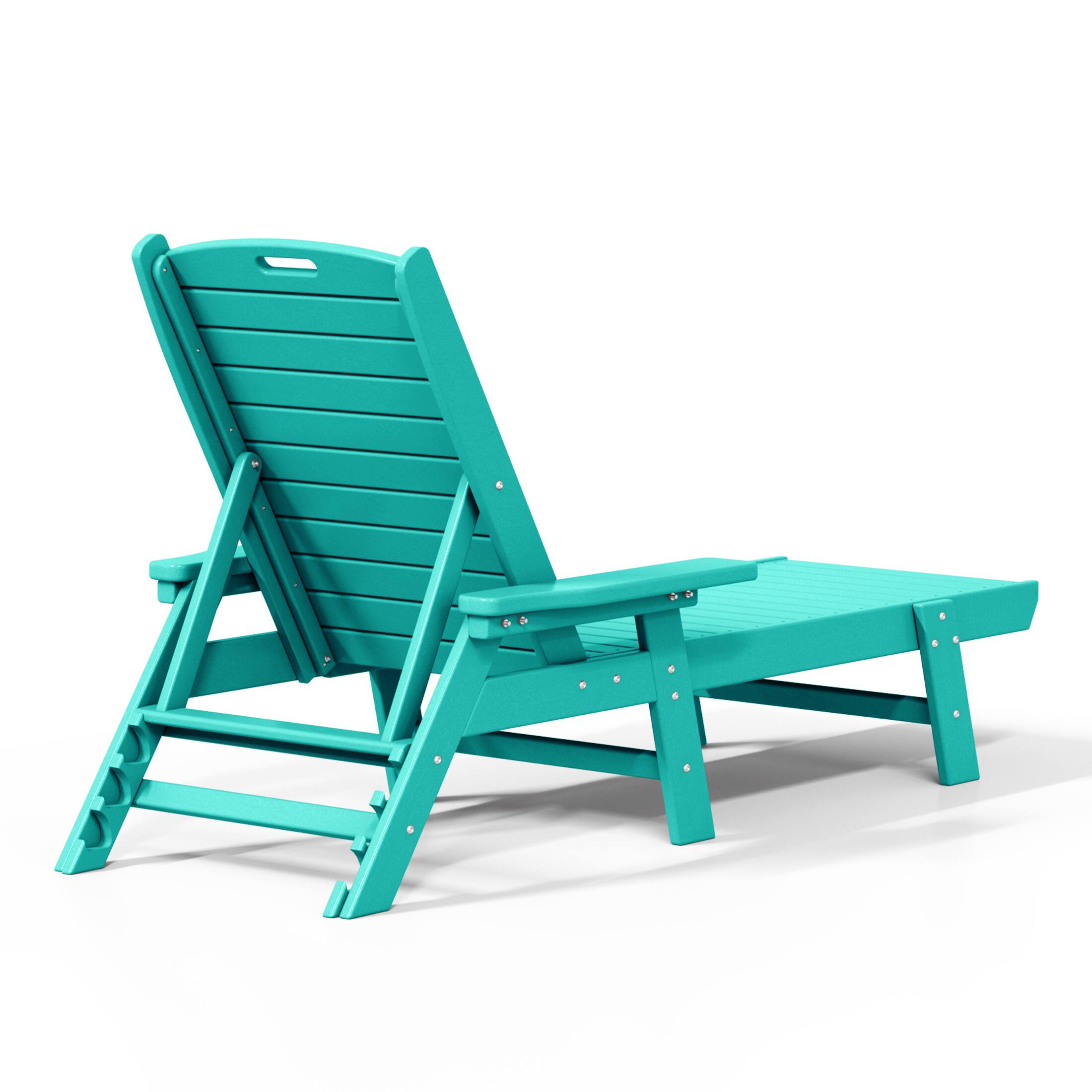 Back. WestinTrends - WestinTrends Malibu 3 piece Set Poly Adirondack Outdoor Chaise Lounges with Side Table - Turquoise.