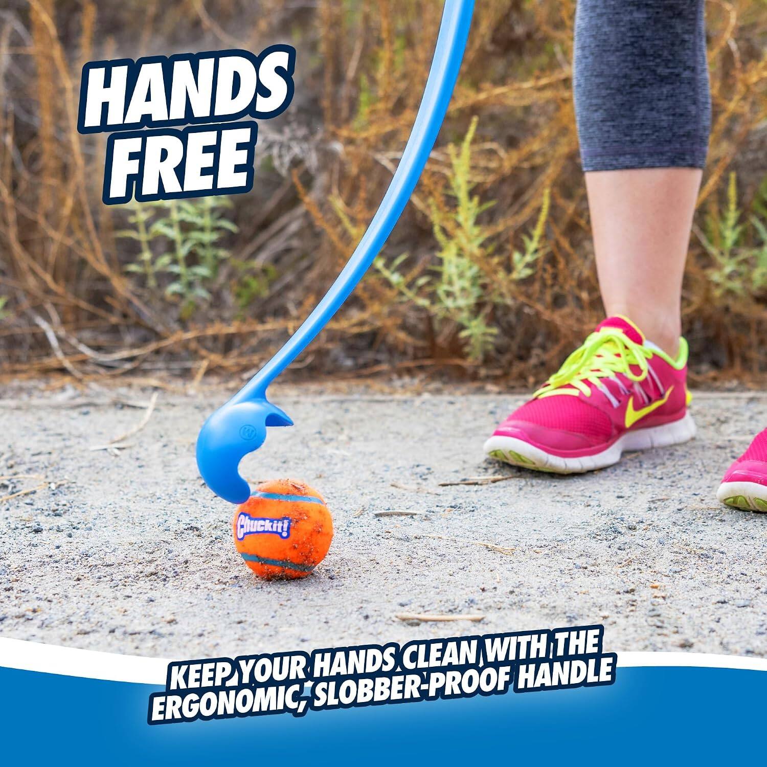 HANDS FREE

Chuckit!

KEEP YOUR HANDS CLEAN, WITH THE ERGONOMIC, SLOBBER-PROOF HANDLE