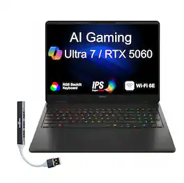 HP - OMEN Laptop 16.0 WUXGA Display (Ultra 7-255H, 64GB, 4TB SSD, GeForce RTX 5060, RGB KB, Win 11 Pro) w/USB Hub - Shadow Black