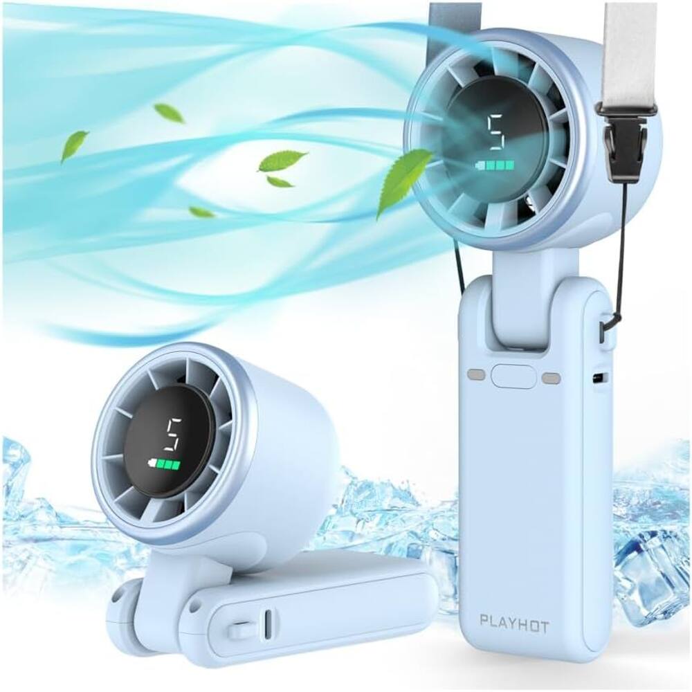Front. Loheer - Loheer Portable Handheld Turbo Fan, High Speed Rechargeable Personal Desk Fan, Foldable Travel Neck Fan.
