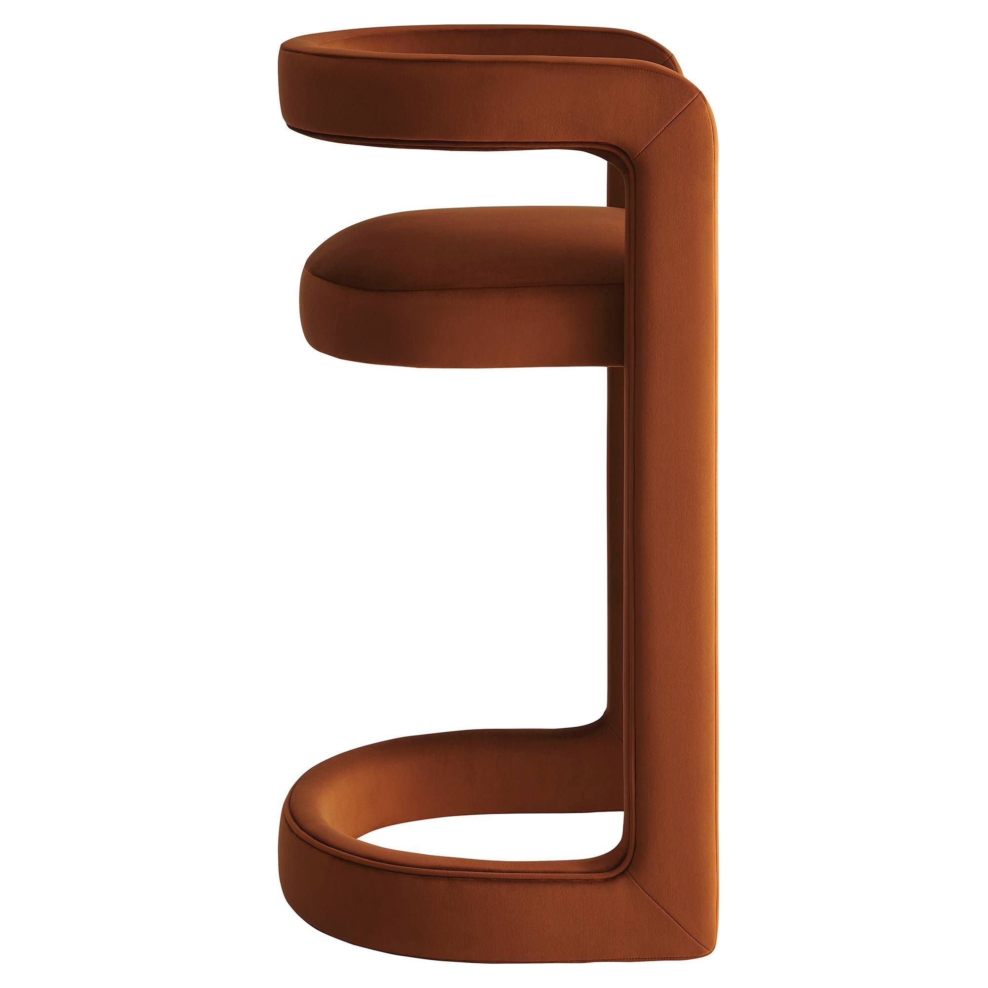 Back. Modway - Winslow Performance Velvet Bar Stool - Brown.