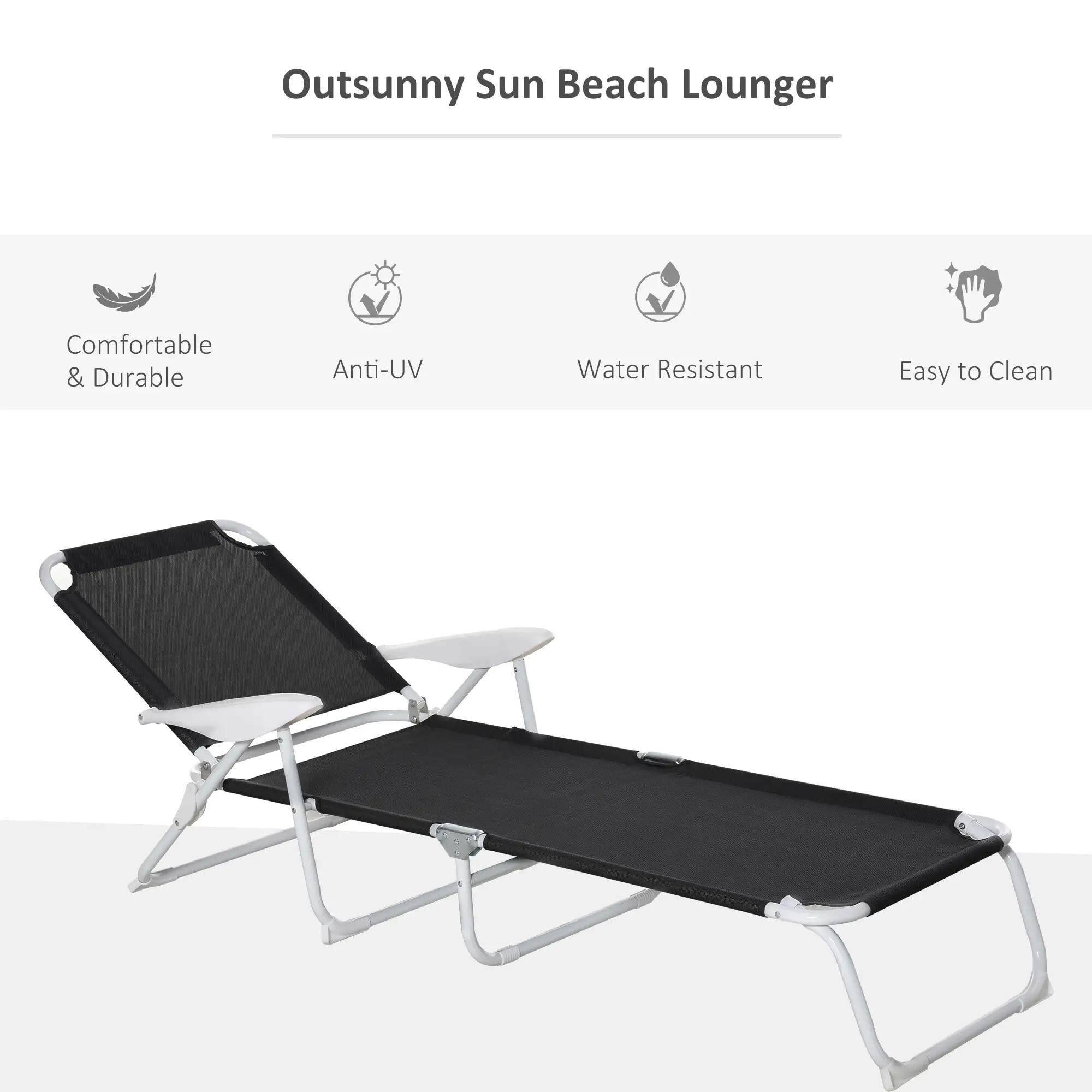 Outsunny Sun Beach Lounger

Comfortable & Durable
Anti-UV
Water Resistant
Easy to Clean