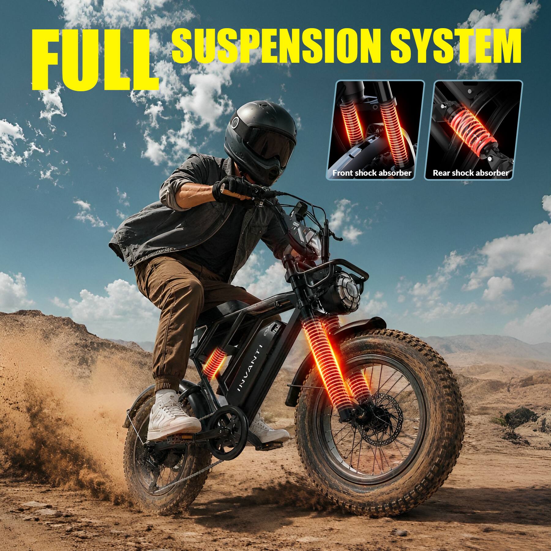 FULL SUSPENSION SYSTEM  
Front shock absorber  
Rear shock absorber