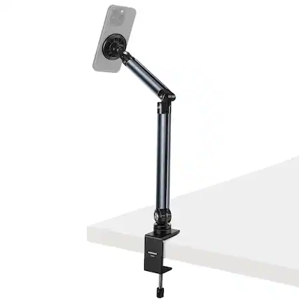 Front. Neewer - Magnetic Desk & Bed Phone Stand - Adjustable Overhead Mount for MagSafe iPhone Video Recording - Black.
