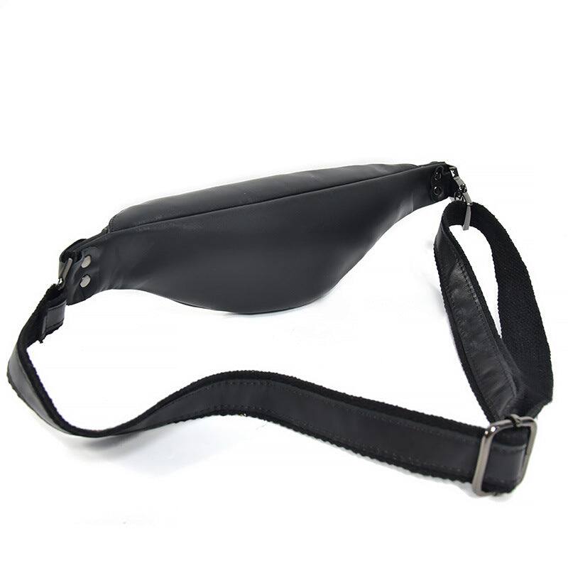 Alt View 1. Steel Horse Leather - Sigrid Smooth Black Leather Waist Bag - Black.