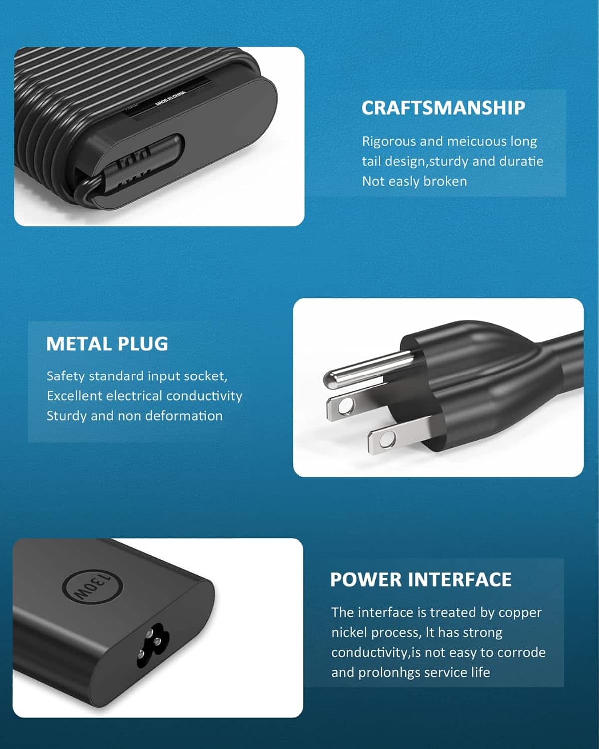130W USB C Laptop Charger for Dell XPS 15/17, Precision & Latitude