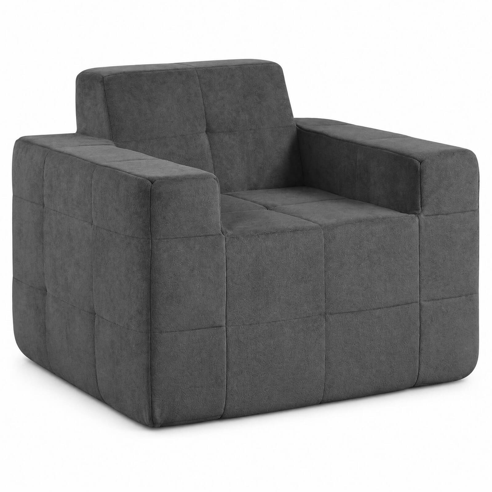 Alt View 1. Costway - Costway Boneless Single Sofa Chair with Terry Cloth Upholstery, No Assembly Required - Gray.