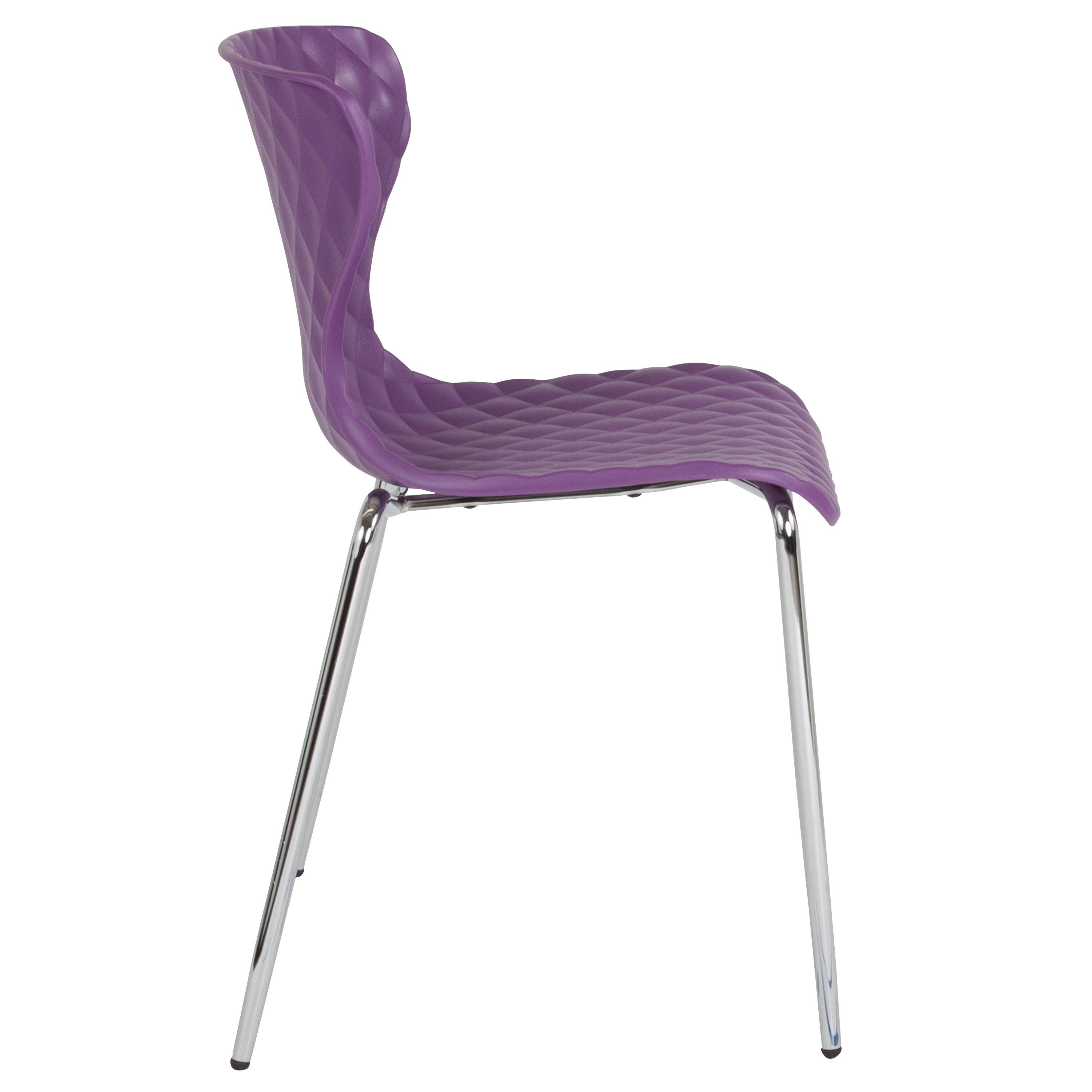 Alt View 7. Emma + Oliver - 4 Pack Contemporary Design Plastic Stack Chair - Purple.