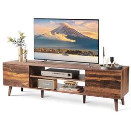 Hirose Alice - Tv Stand For 55 60 Inch Modern Entertainment Center With Storage Cabinets Mid Century Console Table Bedroom Li - Retro Brown-54 Inch