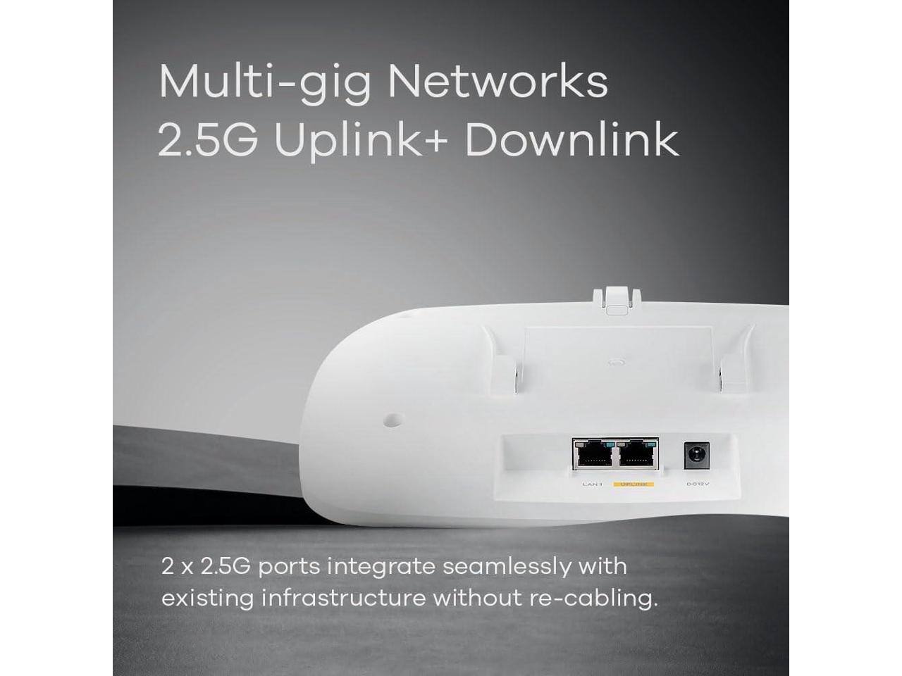 Multi-gig Networks  
2.5G Uplink+ Downlink  

2 x 2.5G ports integrate seamlessly with existing infrastructure without re-cabling.