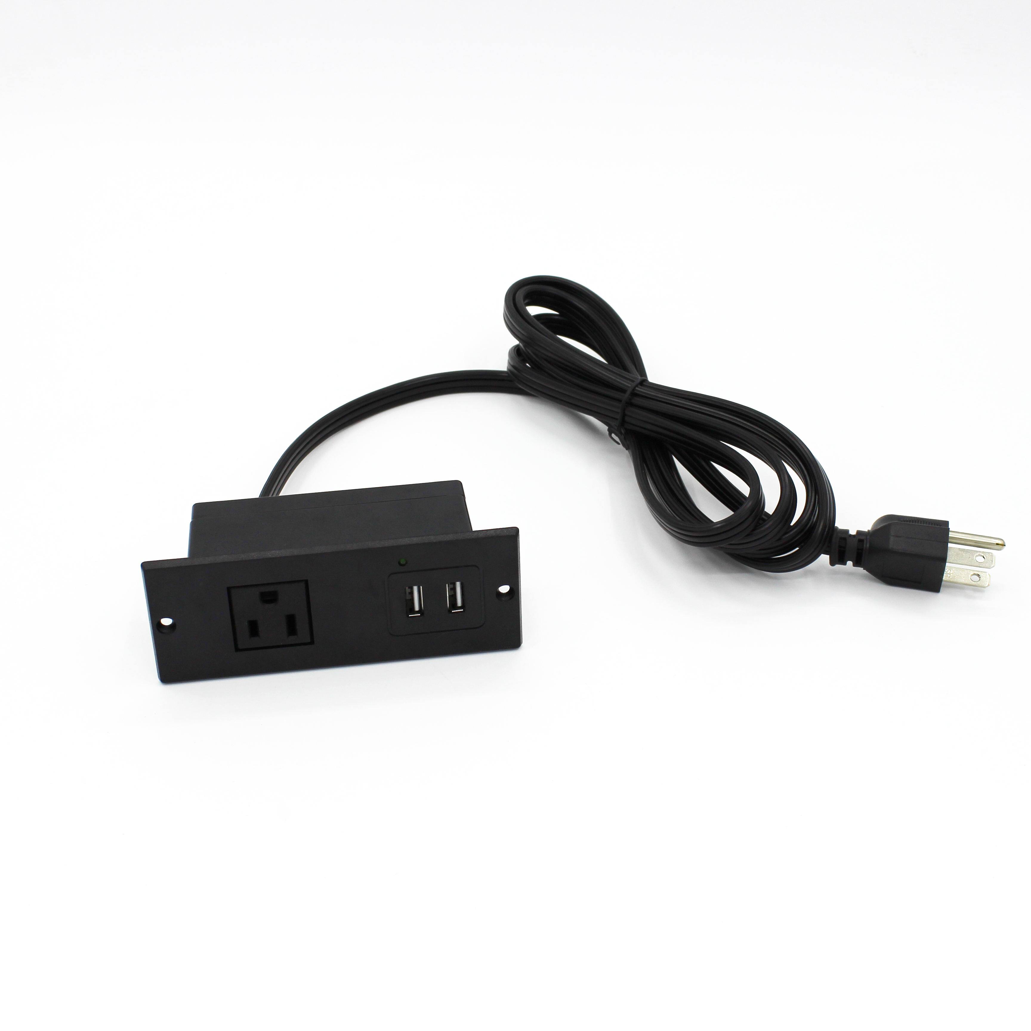 Alt View 1. Cluzine - Recessed Desktop Power Strip, Hidden Embedded Socket with USB-A USB-C Charging Port & Power Cord for Office Desk - Black.