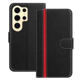 Dteck - Slim Card Holder Case for Samsung Galaxy S24 Ultra,PU Leather Magnetic Closure Shockproof TPU Inner Flip Wallet Cover - Black