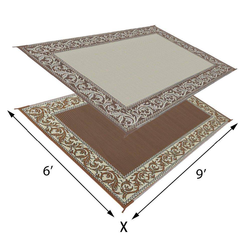 Left. Reds Spade - Ming's Mark Rd7 Reversible Classical Patio Mat - 6' X 9' /beige type: Universal type: Universal Ming' - Brown/Beige.