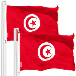 G128 - Tunisia Flag 3x5 ft 2-Pack 150D Polyester - Assorted Colors
