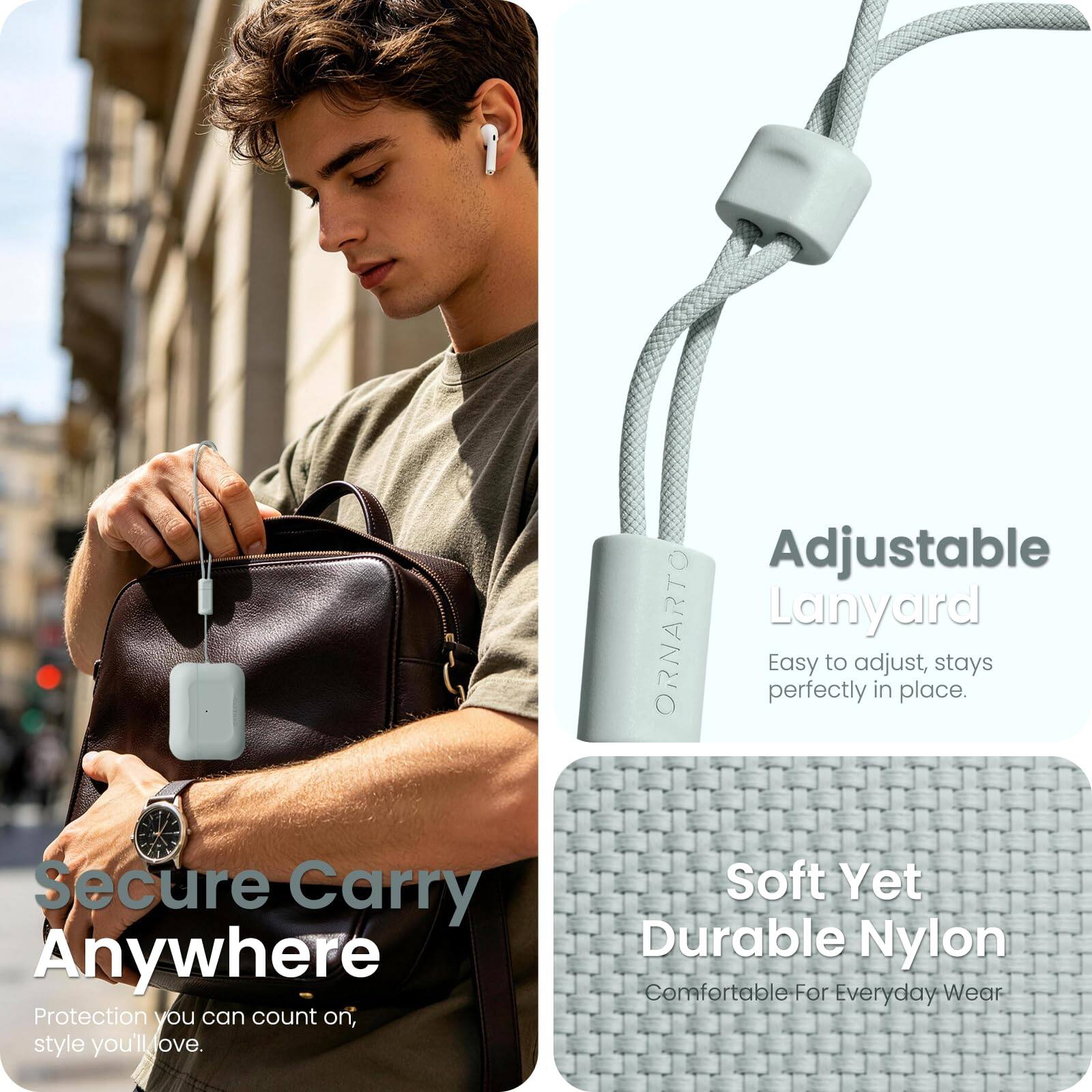 Adjustable ORNARTO Lanyard  
Easy to adjust, stays perfectly in place.  
Secure Carry Anywhere  
Protection you can count on, style you'll love.  
Soft Yet Durable Nylon  
Comfortable For Everyday Wear