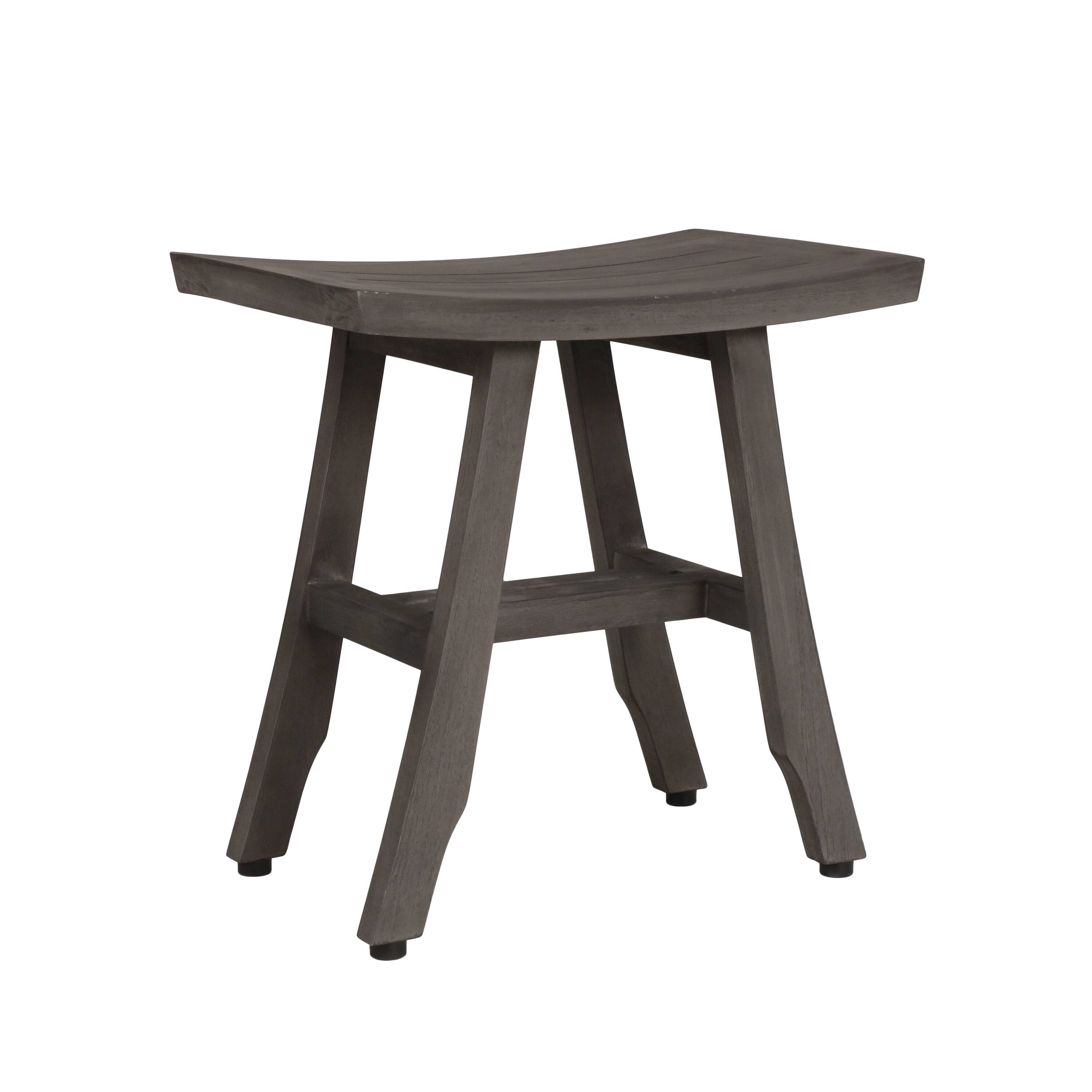 Back. CoastalVogue - CoastalVogue® Satori® 18" Teak Wood Shower Bench in Antique Gray Finish - Antique Gray.