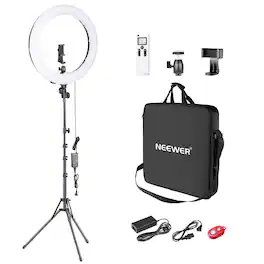 Neewer - 18" Bi-Color Ring Light w/ LCD, 2.4G