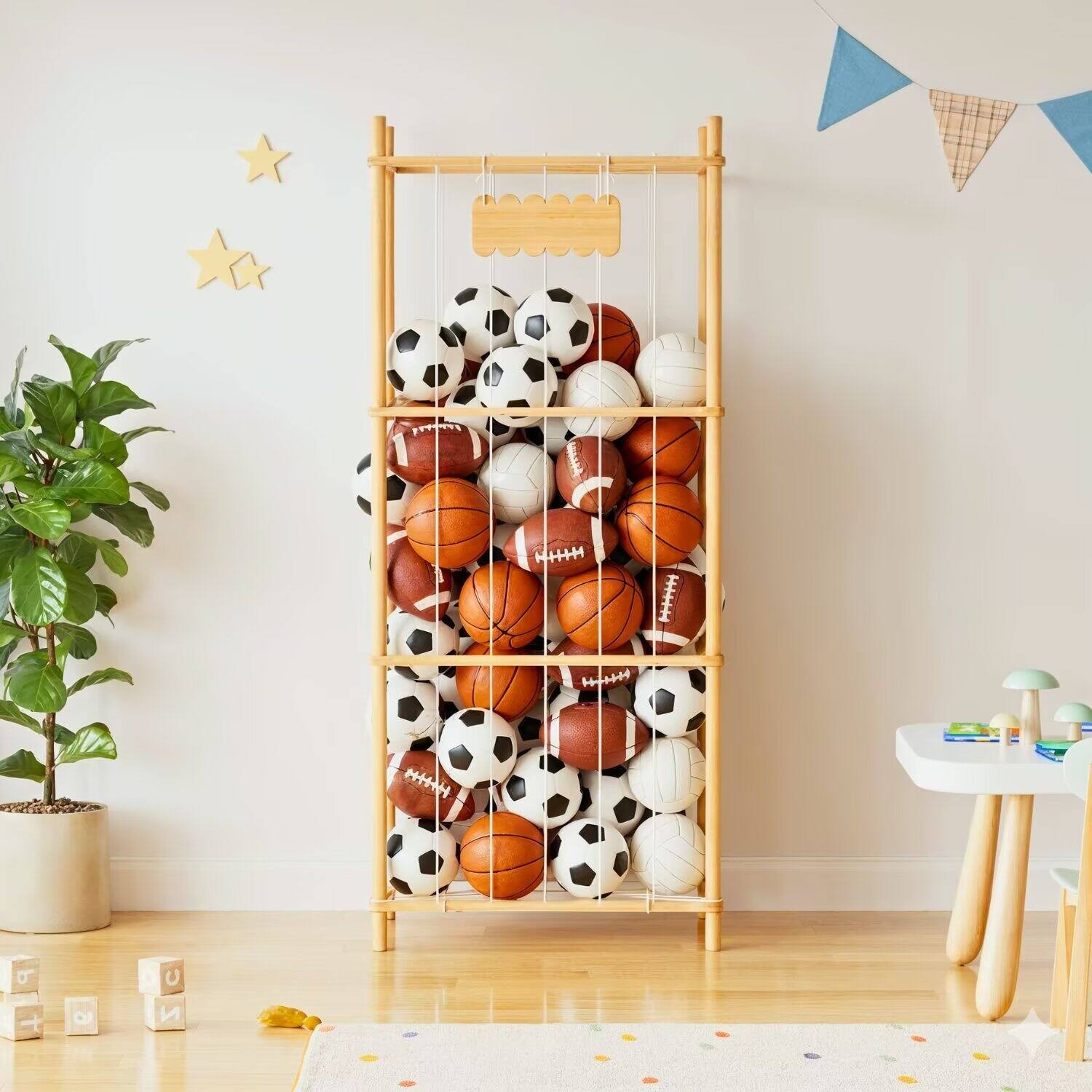 Alt View 2. Tooloton - Wooden Storage Organizer for Bedding, Large Capacity Closet Unit, Natural Finish, 15.8 Inches Wide - Natural.