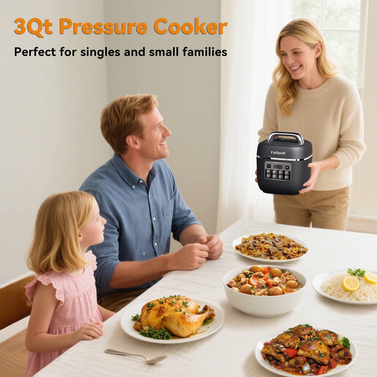 3Qt Pressure Cooker  
Perfect for singles and small families